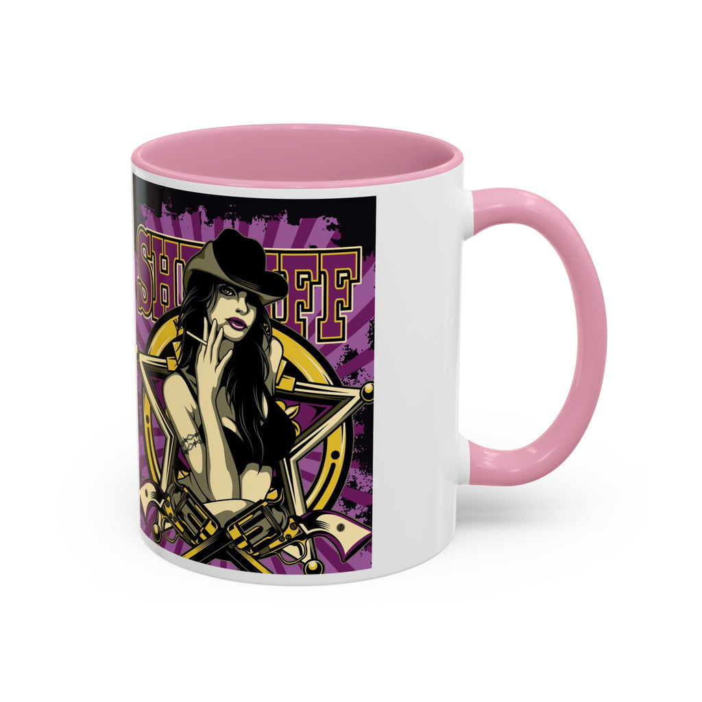 Sheriff Pin-Up Art Coffee Mug (11oz/15oz) — Retro Western Femme Fatale Ceramic Mug
