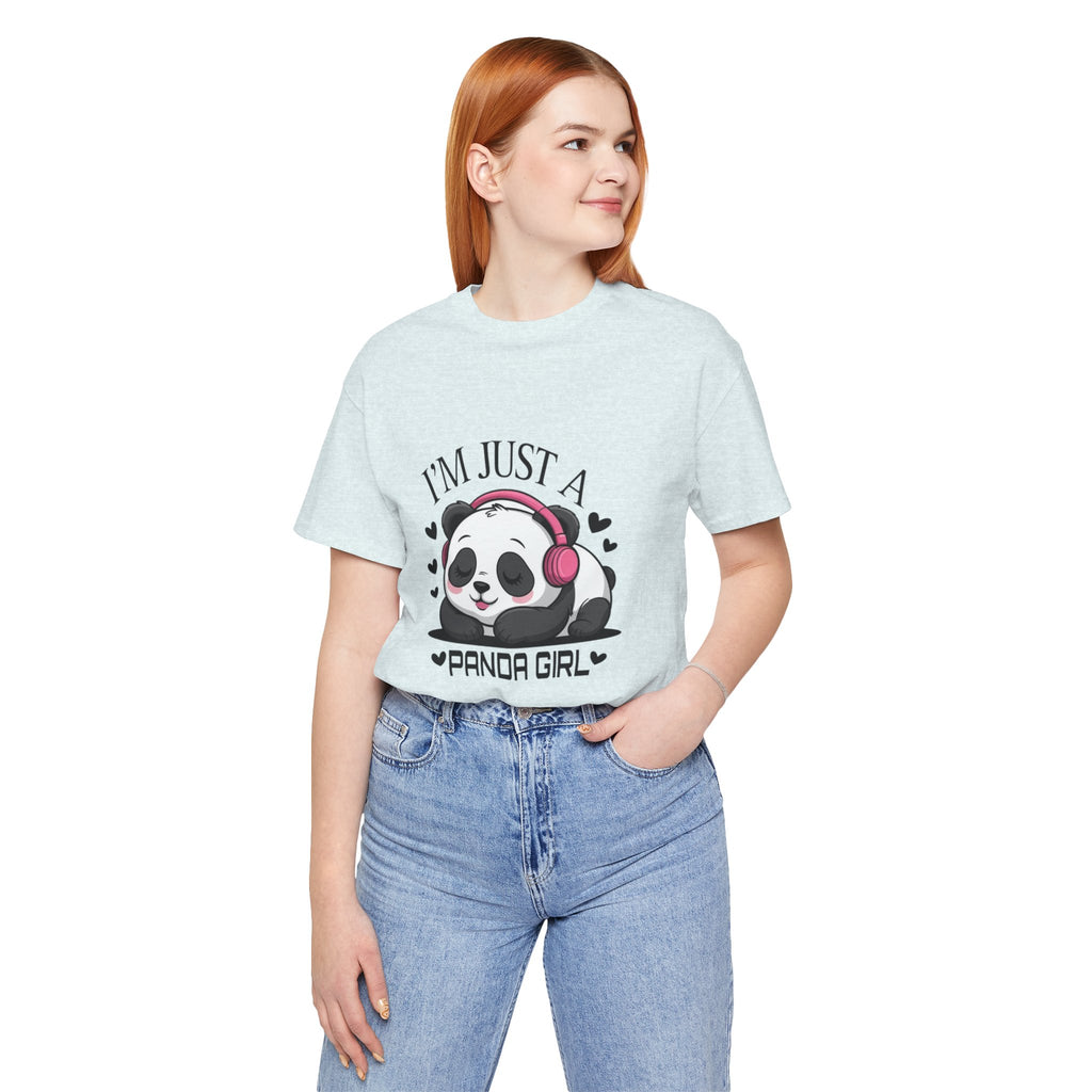 I’m Just a Panda Girl Tee Cute Panda Headphones Graphic T-Shirt