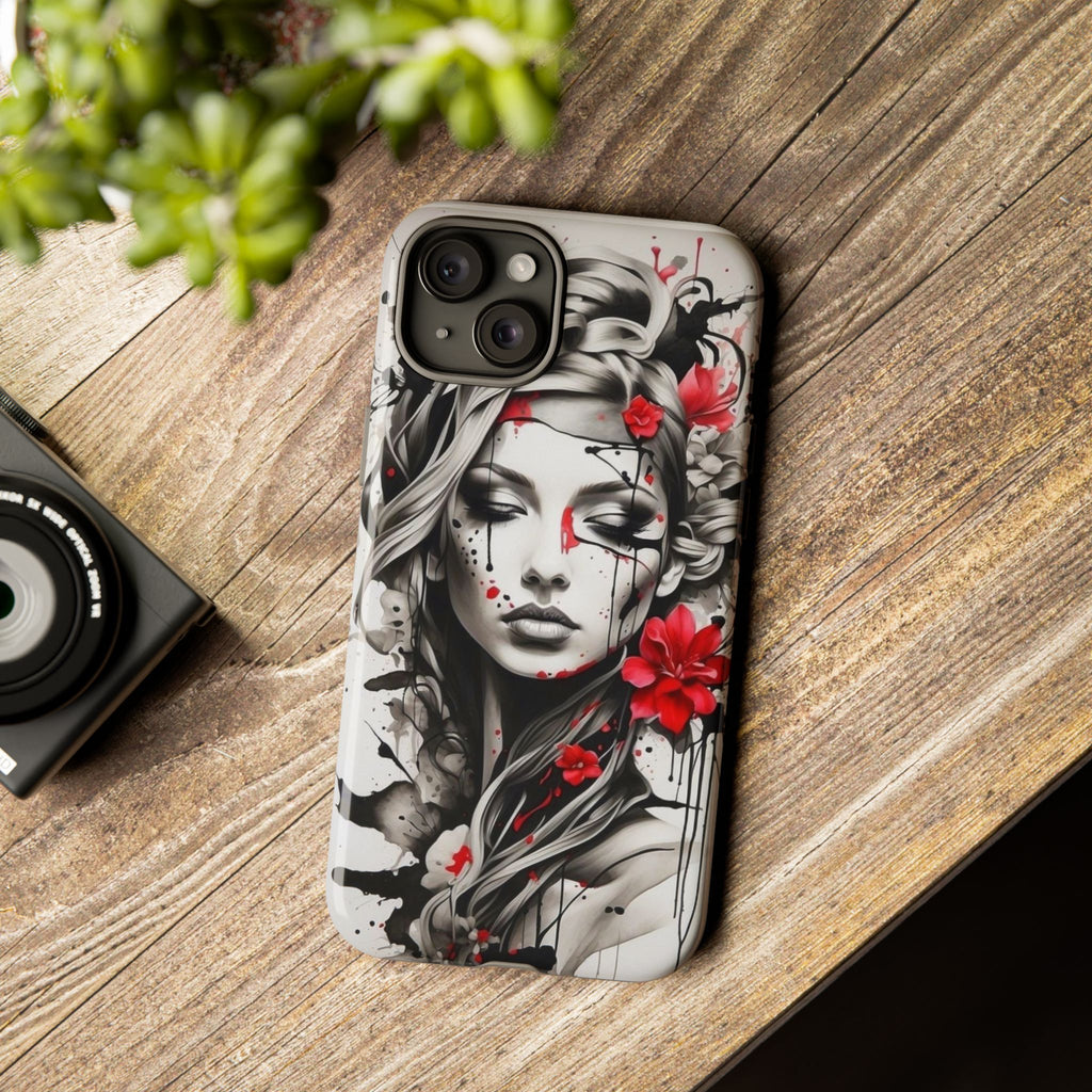 Phone Case Noir Floral Portrait Protective Tough Case