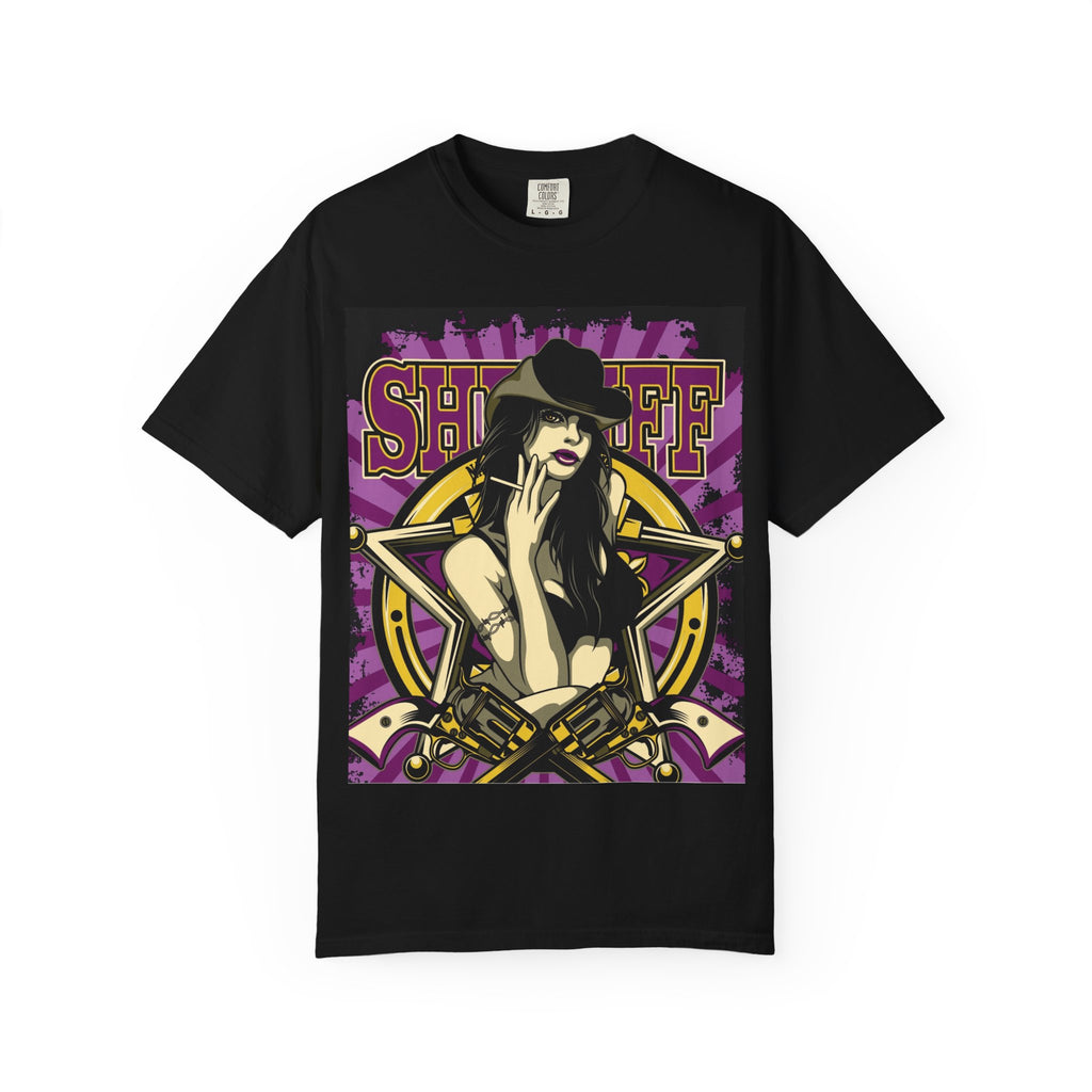 Sheriff Pinup Graphic T-Shirt — Vintage Western Woman Illustration