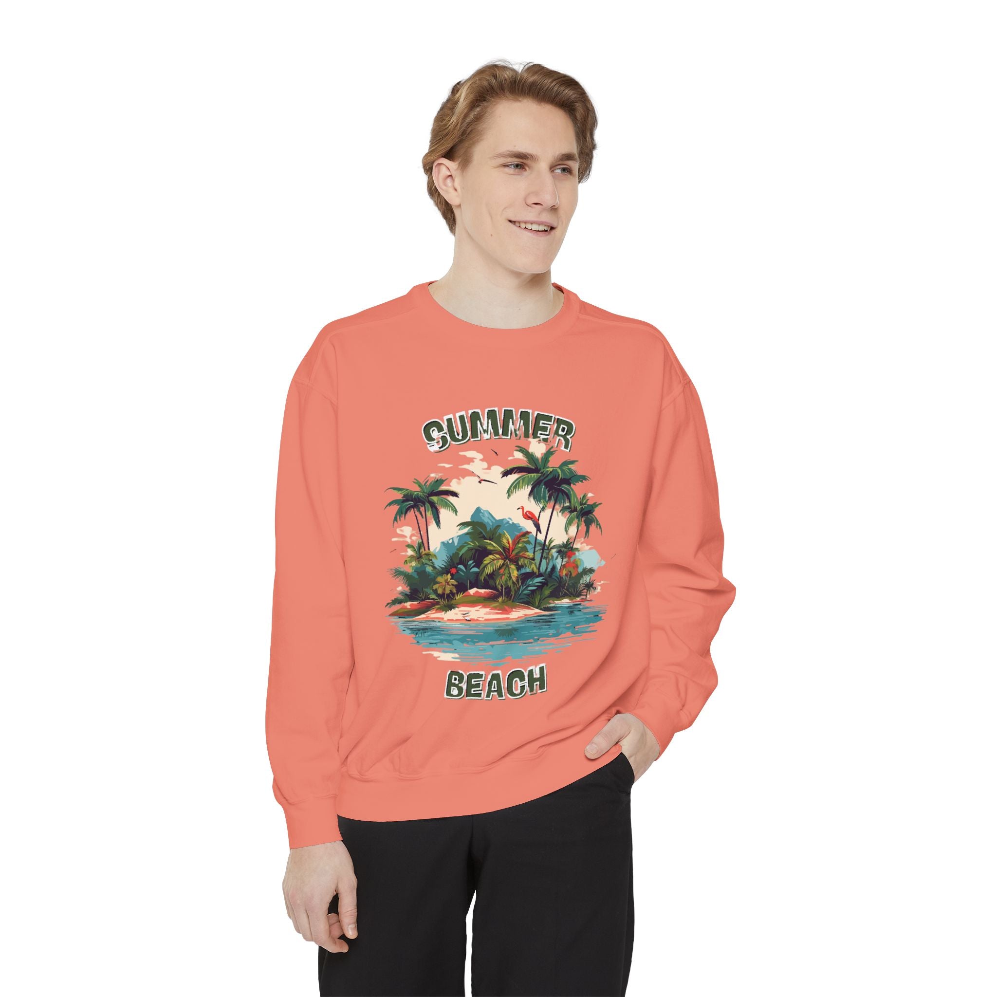 Beach Island Sweatshirt — "Summer Beach" Tropical Palm Crewneck