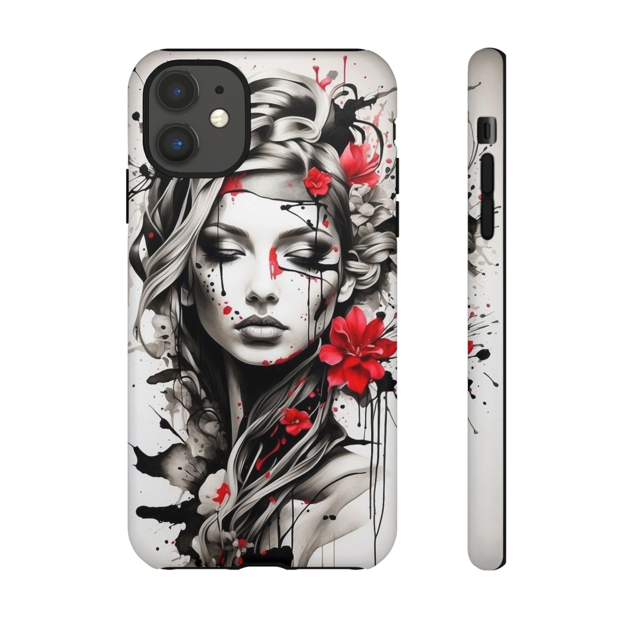 Phone Case Noir Floral Portrait Protective Tough Case