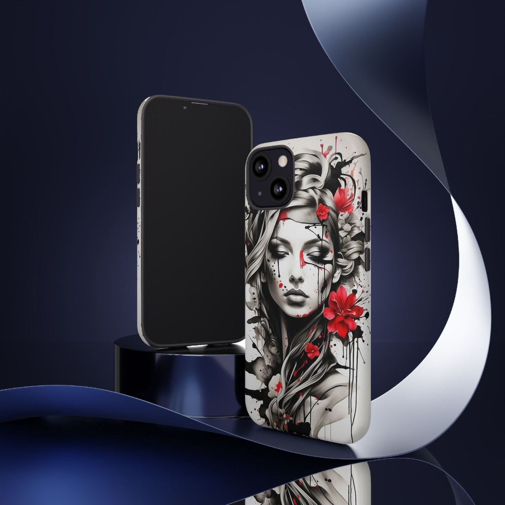 Phone Case Noir Floral Portrait Protective Tough Case