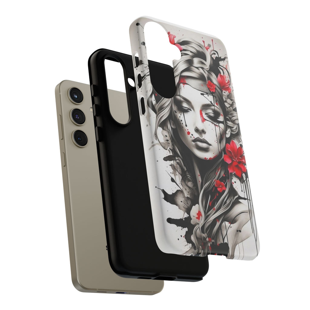 Phone Case Noir Floral Portrait Protective Tough Case