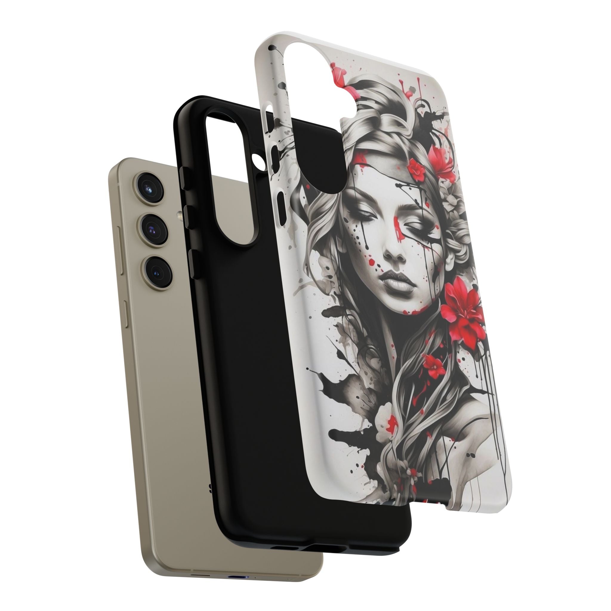 Phone Case Noir Floral Portrait Protective Tough Case