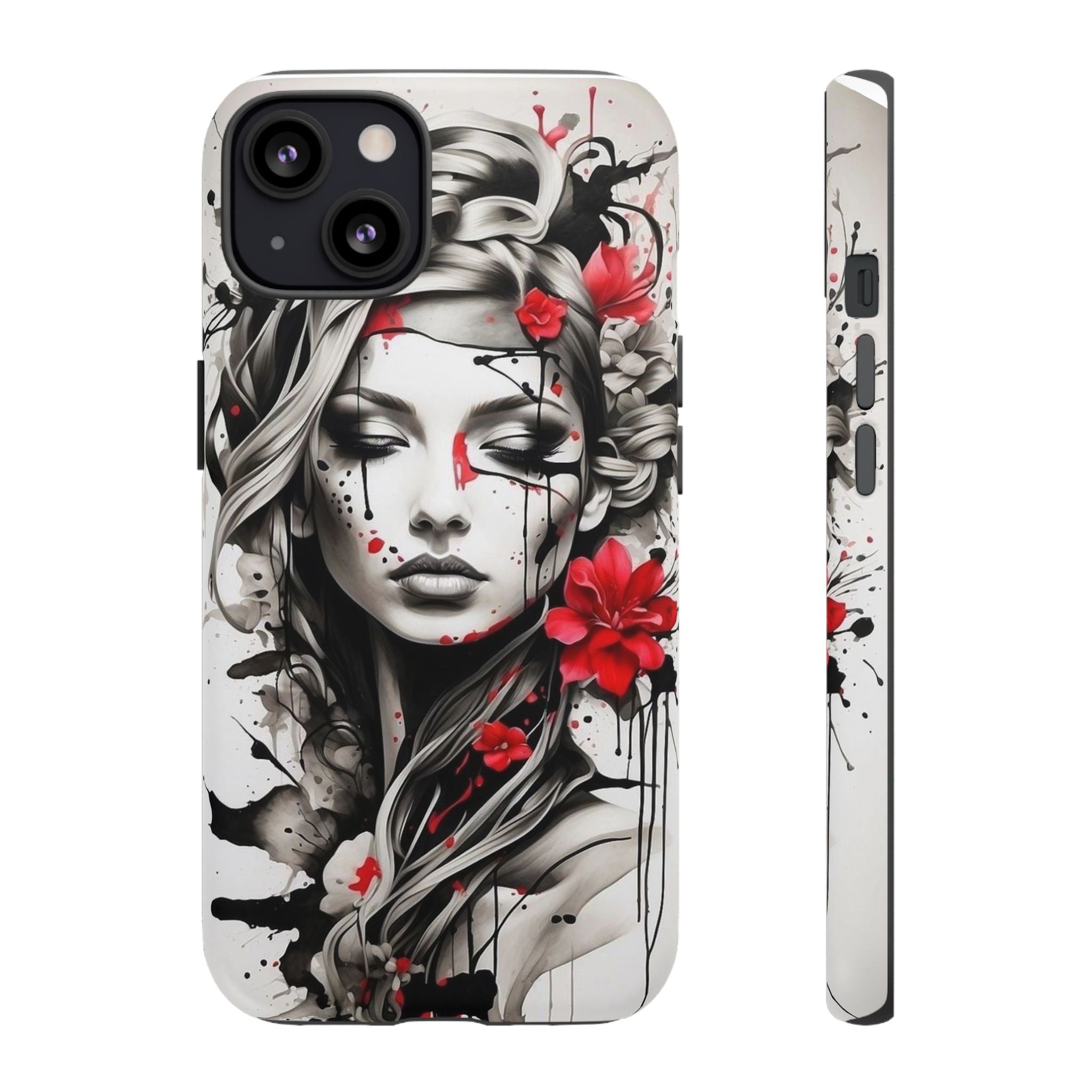 Phone Case Noir Floral Portrait Protective Tough Case