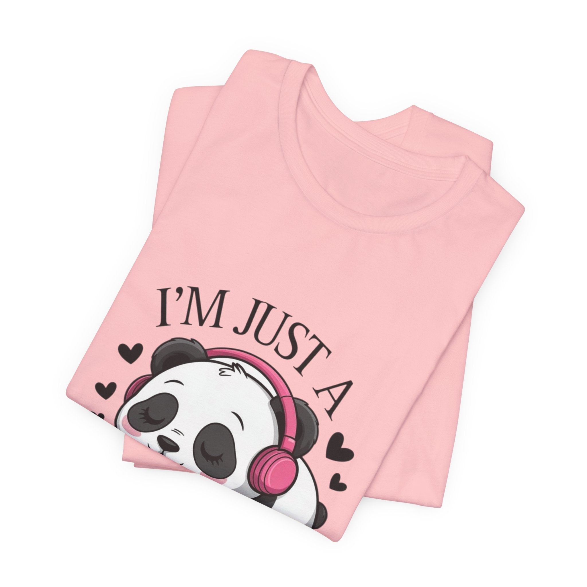 I’m Just a Panda Girl Tee Cute Panda Headphones Graphic T-Shirt