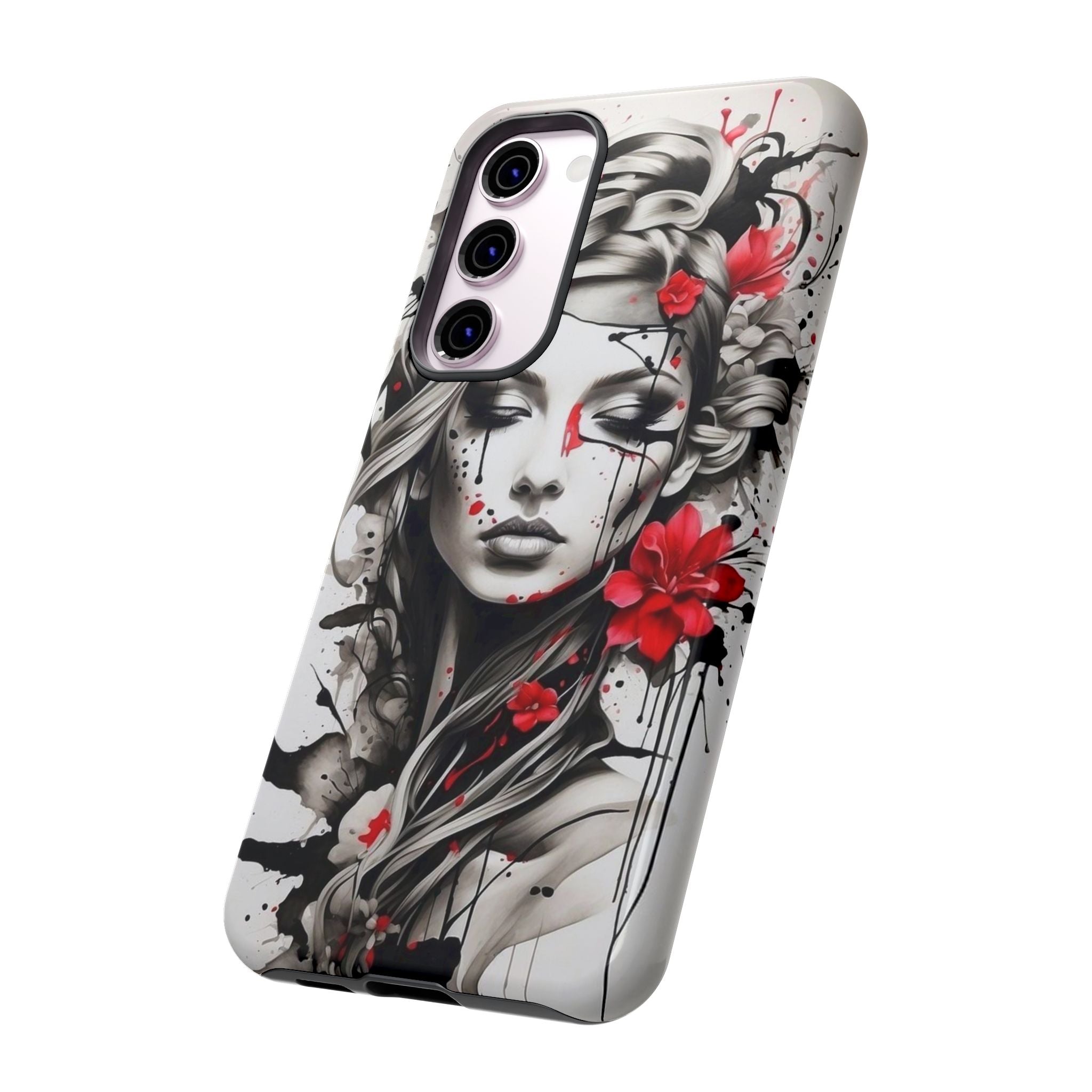 Phone Case Noir Floral Portrait Protective Tough Case