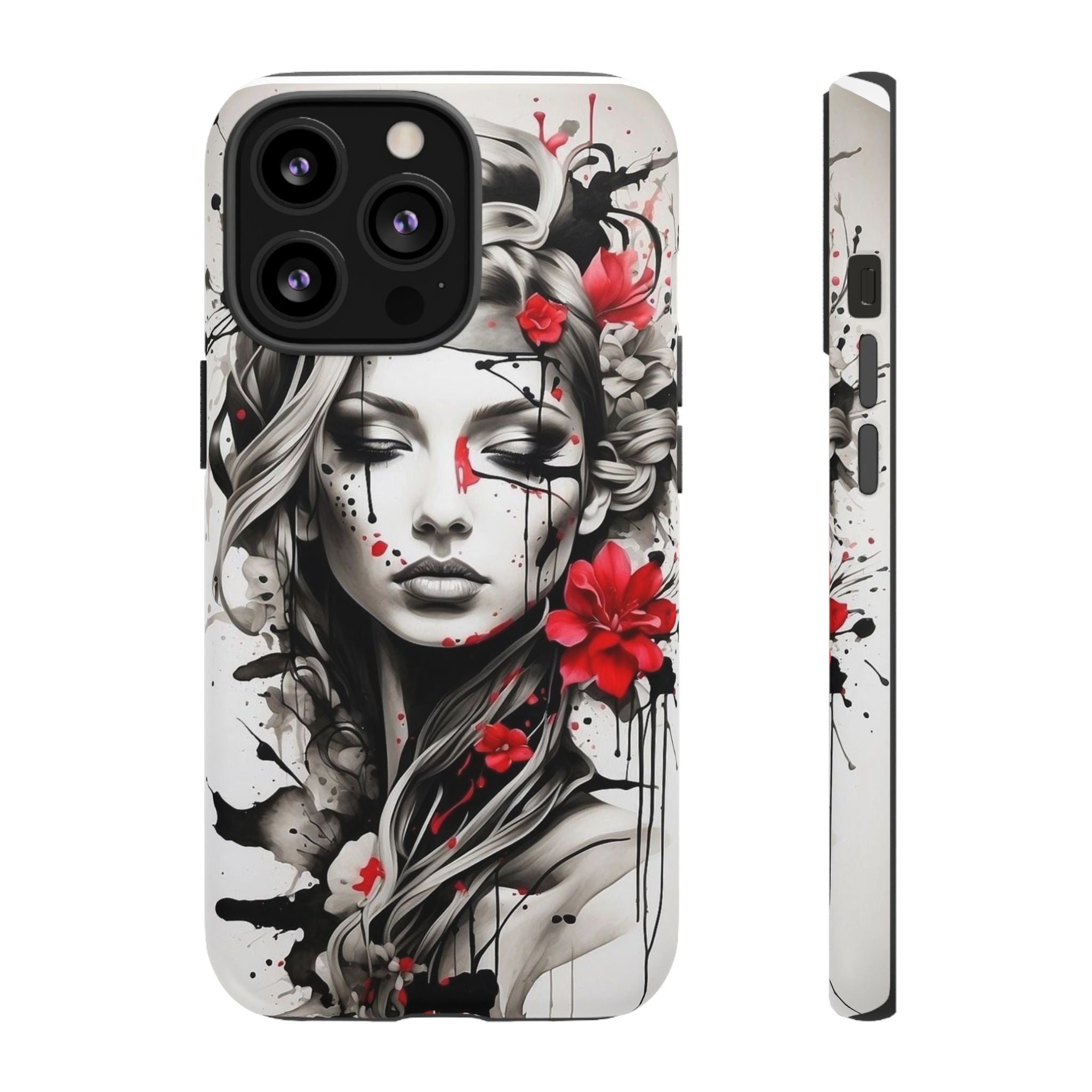 Phone Case Noir Floral Portrait Protective Tough Case