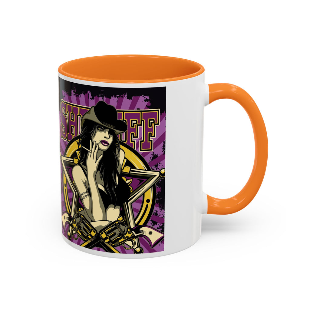 Sheriff Pin-Up Art Coffee Mug (11oz/15oz) — Retro Western Femme Fatale Ceramic Mug