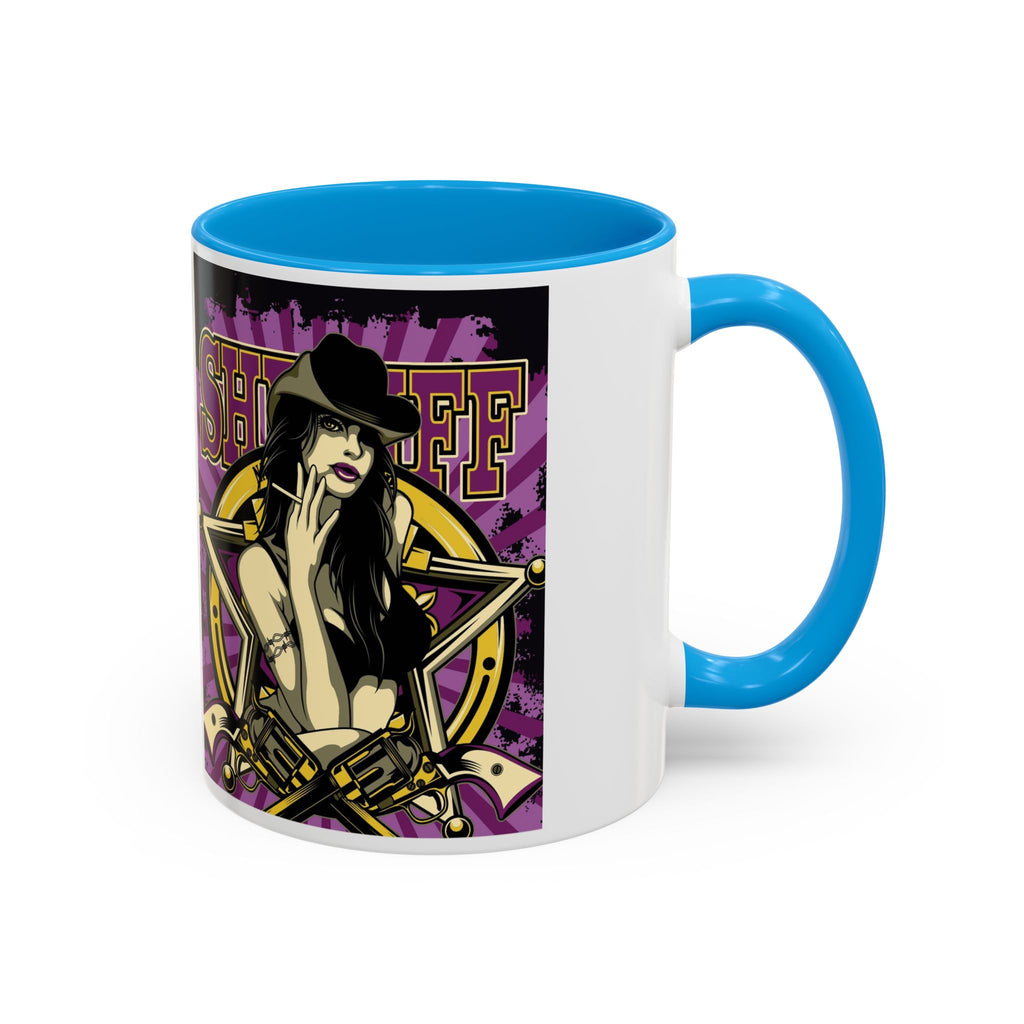 Sheriff Pin-Up Art Coffee Mug (11oz/15oz) — Retro Western Femme Fatale Ceramic Mug