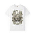 Skull Crest Illustration T-shirt | Floral Pinup Back Design