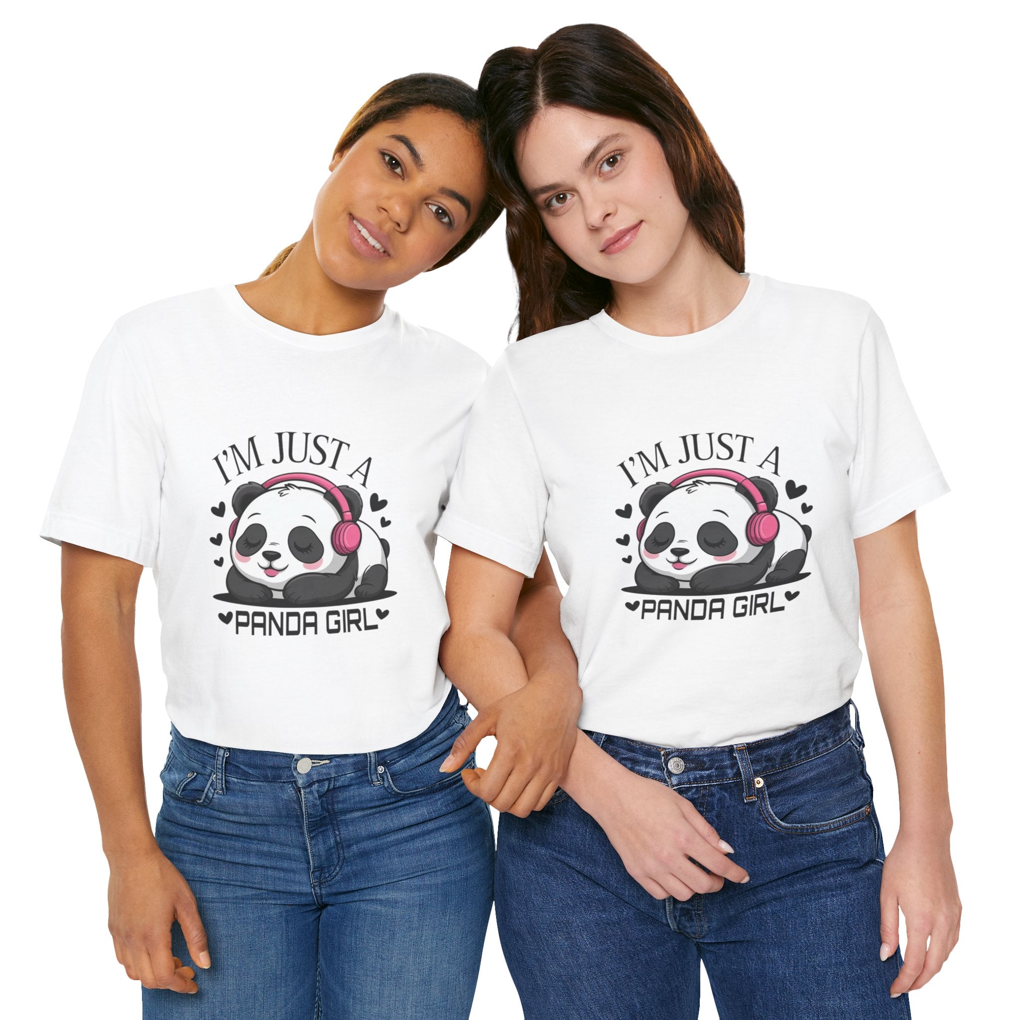 I’m Just a Panda Girl Tee Cute Panda Headphones Graphic T-Shirt