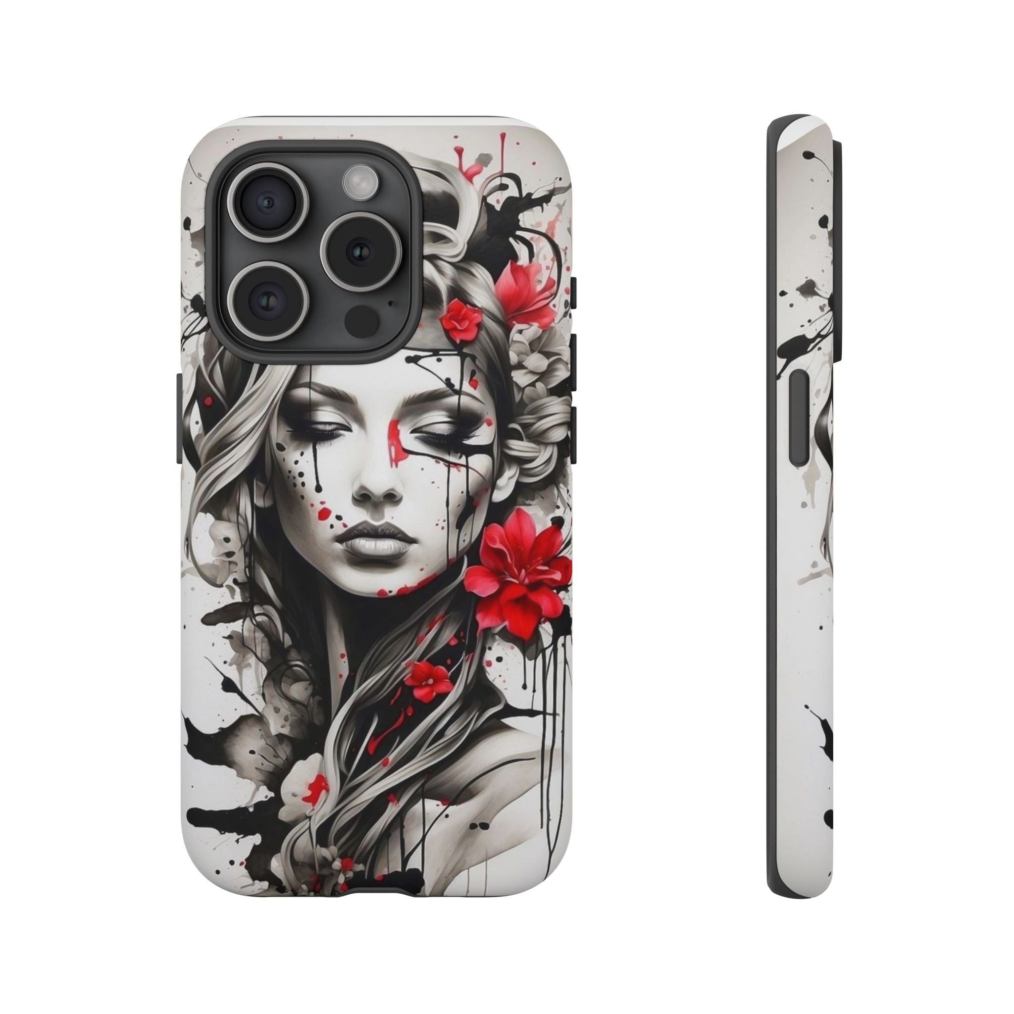 Phone Case Noir Floral Portrait Protective Tough Case