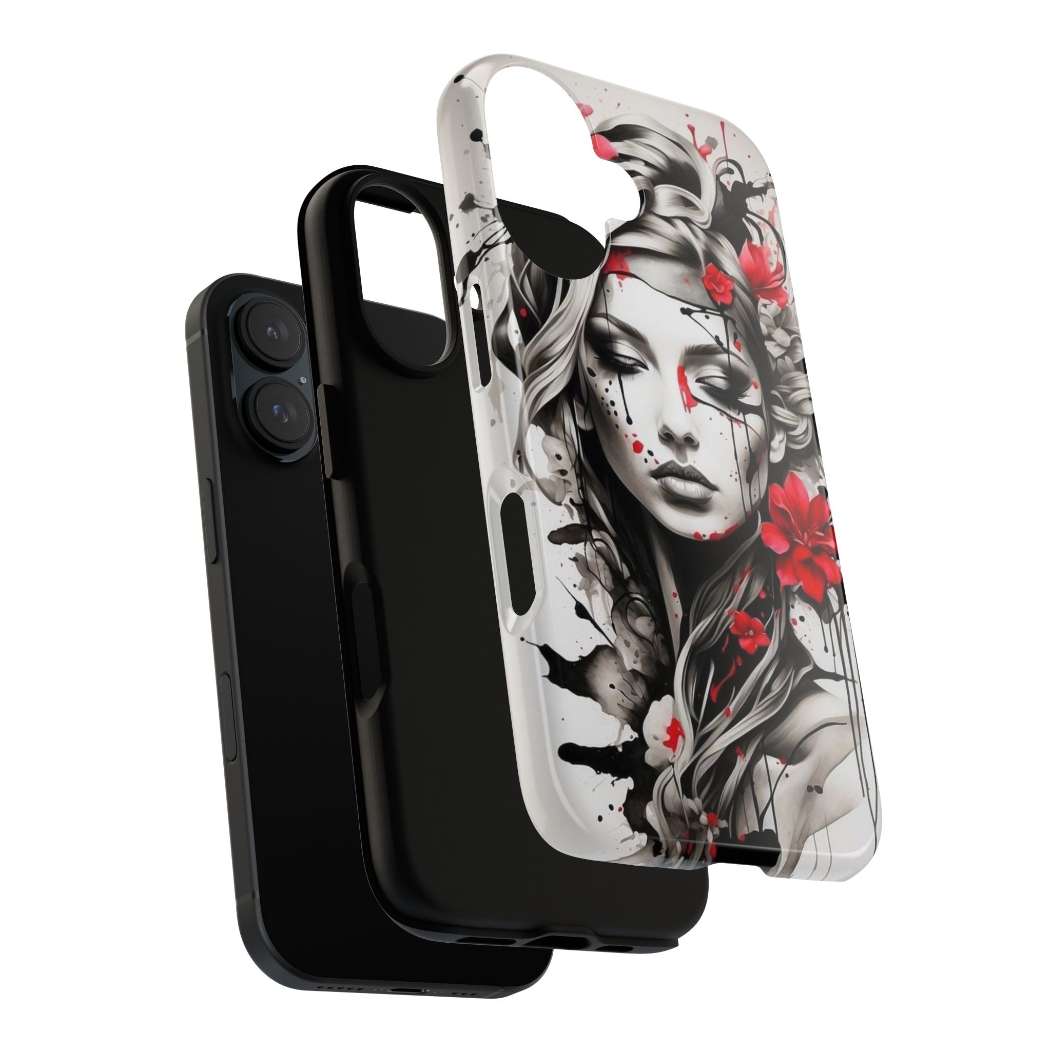 Phone Case Noir Floral Portrait Protective Tough Case