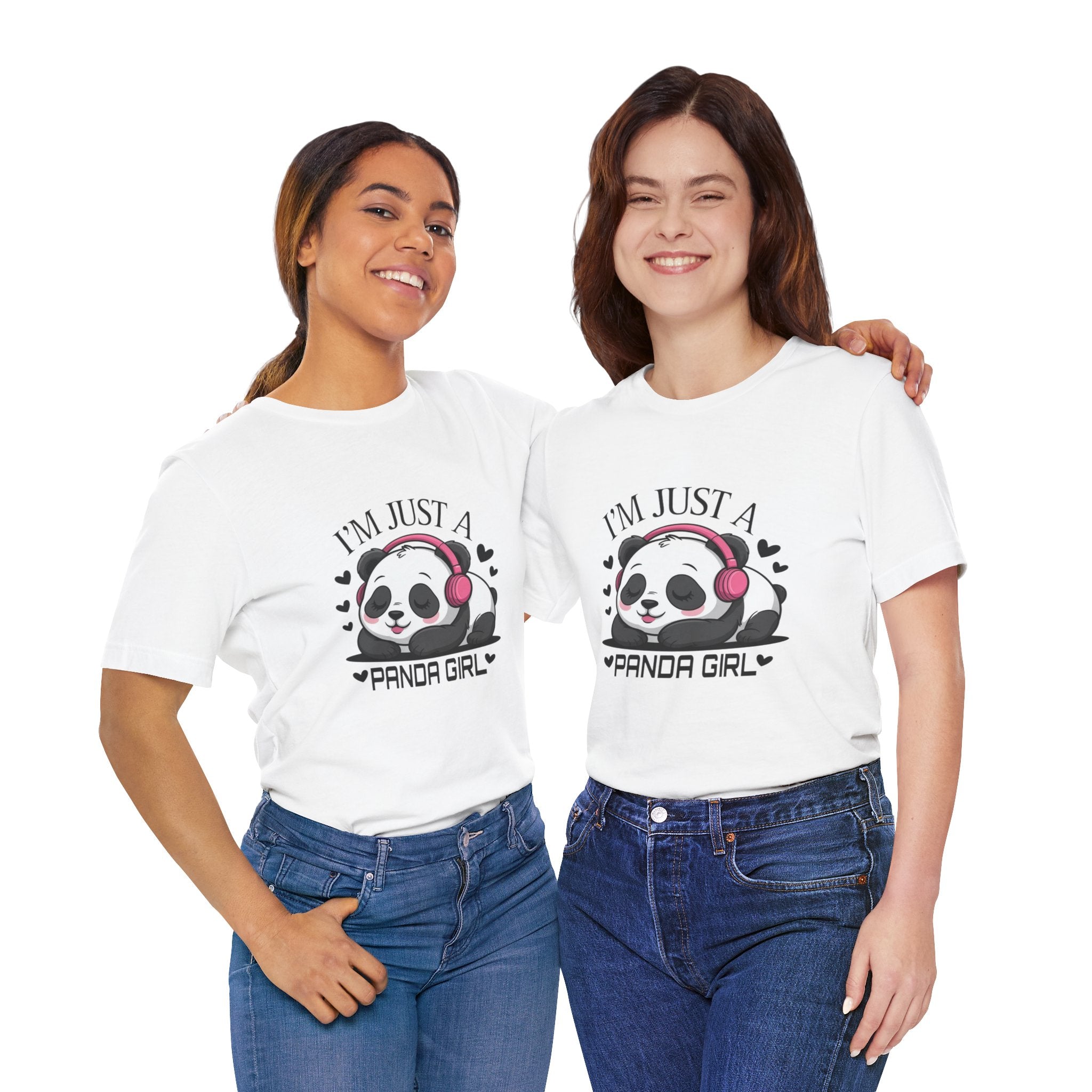I’m Just a Panda Girl Tee Cute Panda Headphones Graphic T-Shirt