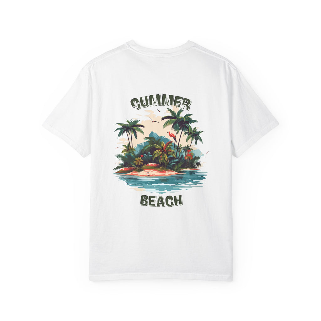 Tropical Beach T-Shirt — Vintage Camper Van "Enjoy Your Weekend"