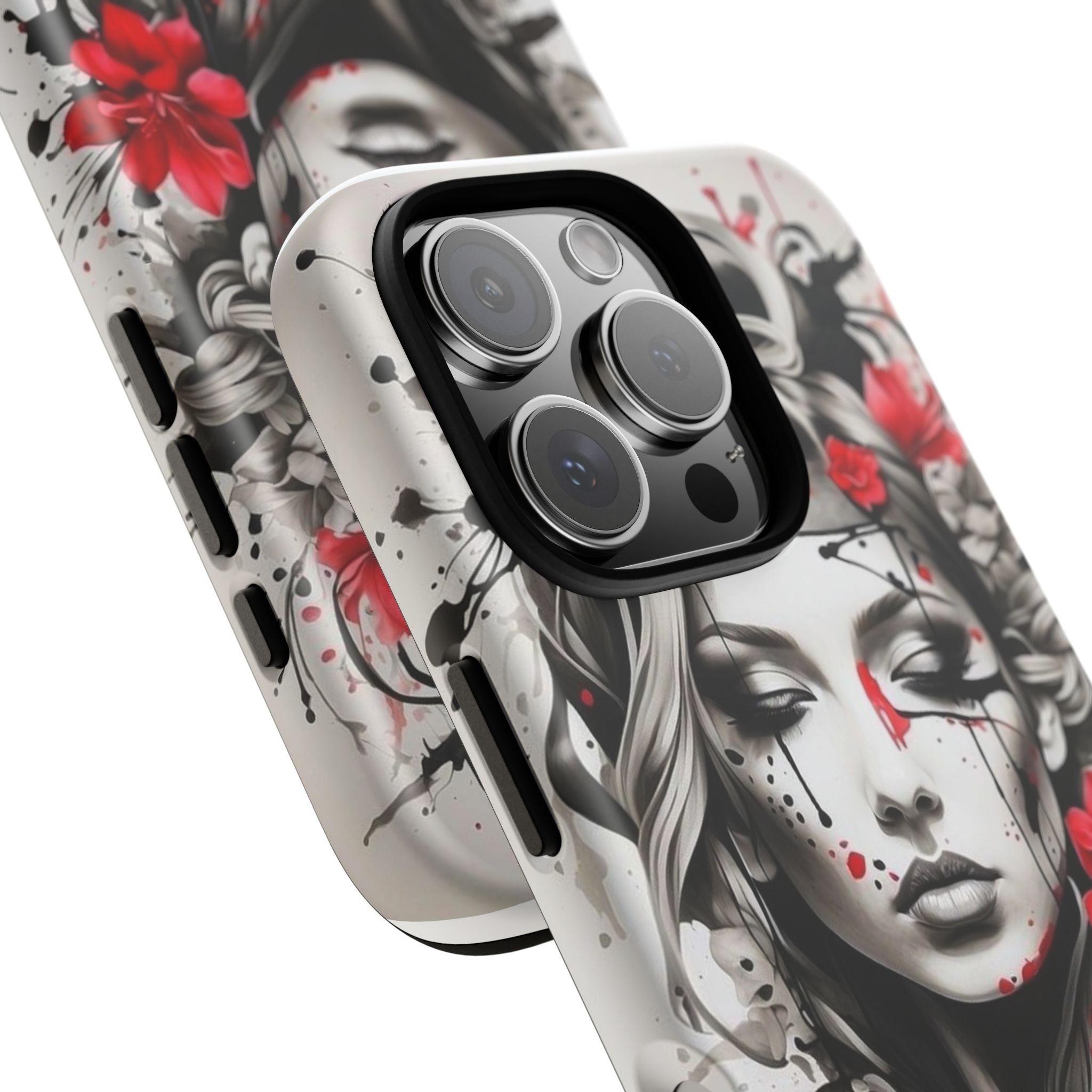 Phone Case Noir Floral Portrait Protective Tough Case