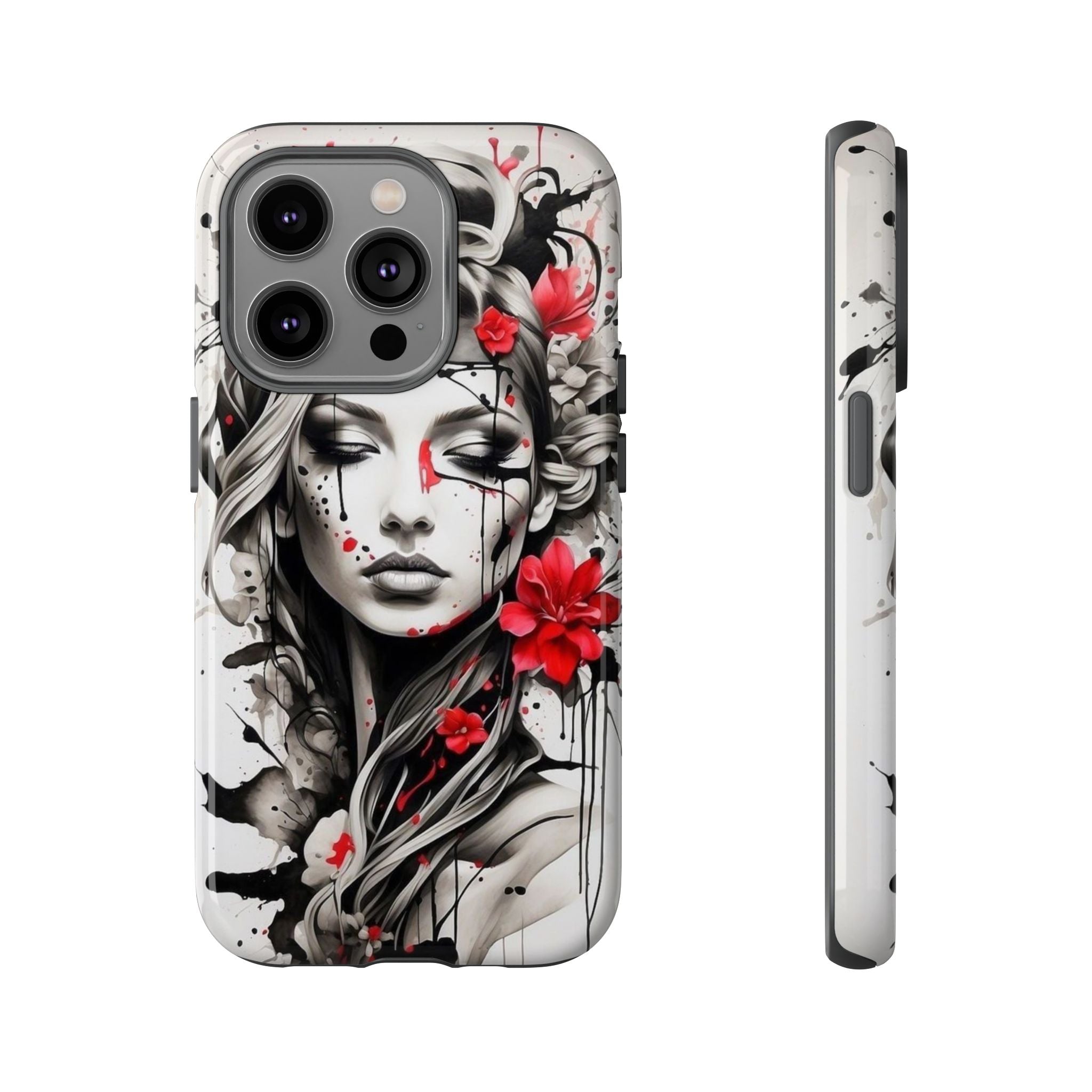 Phone Case Noir Floral Portrait Protective Tough Case