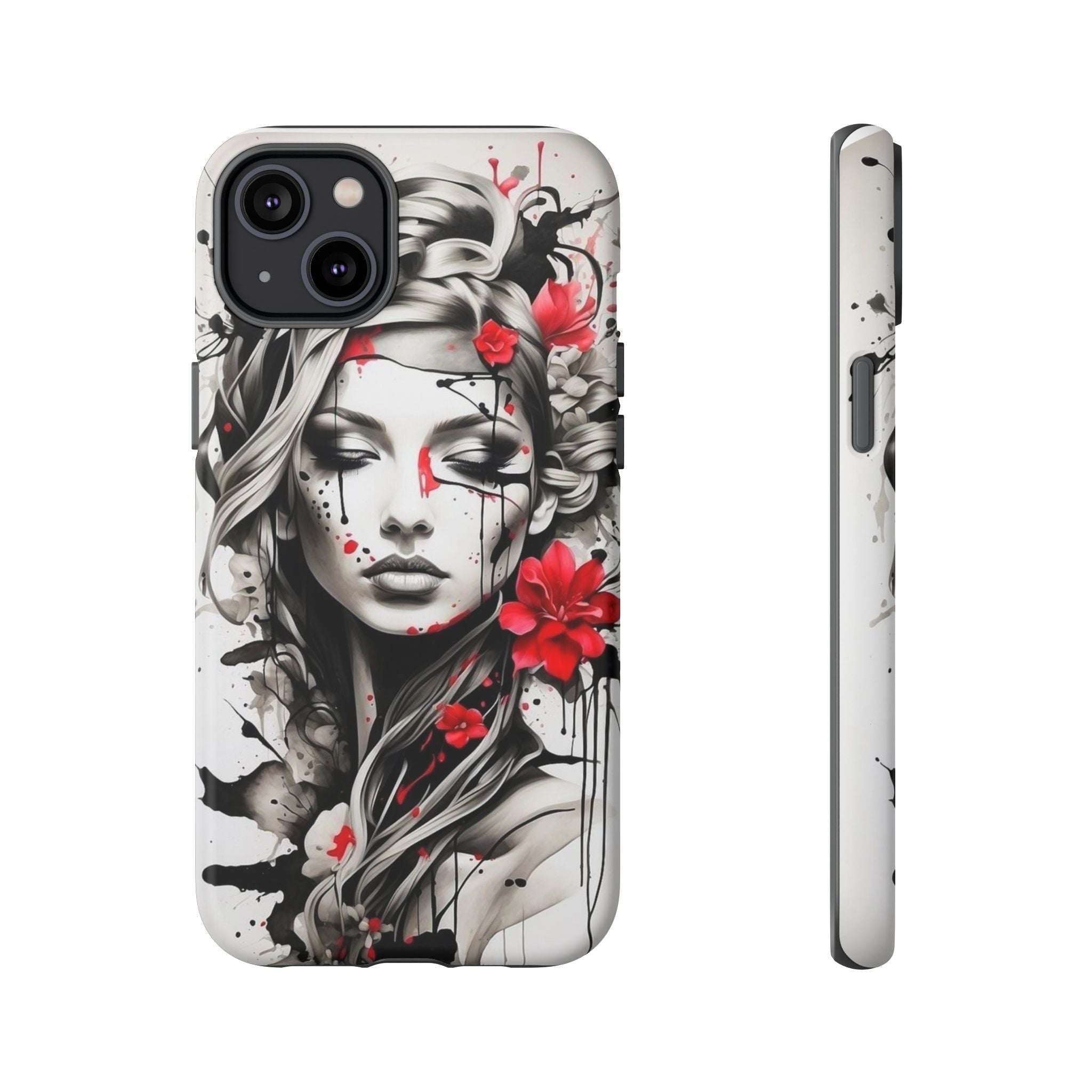 Phone Case Noir Floral Portrait Protective Tough Case