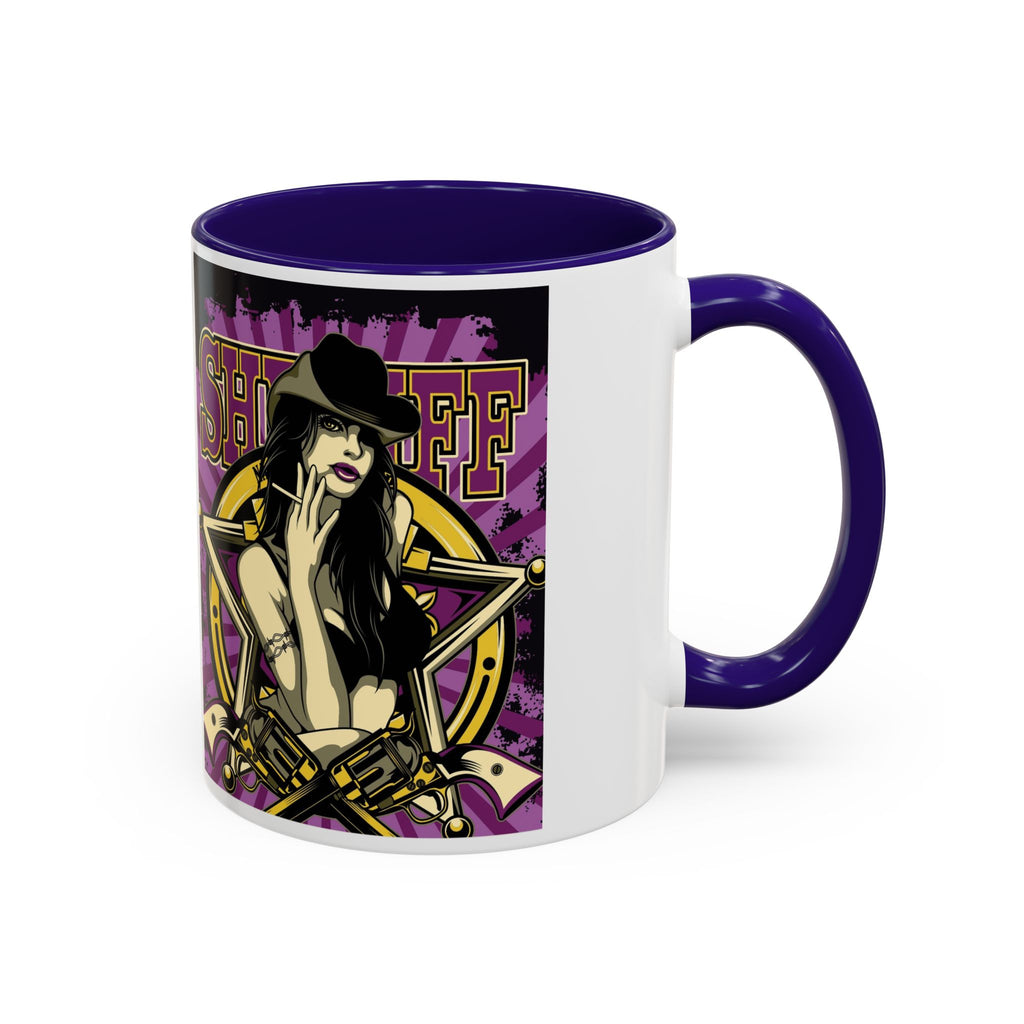 Sheriff Pin-Up Art Coffee Mug (11oz/15oz) — Retro Western Femme Fatale Ceramic Mug