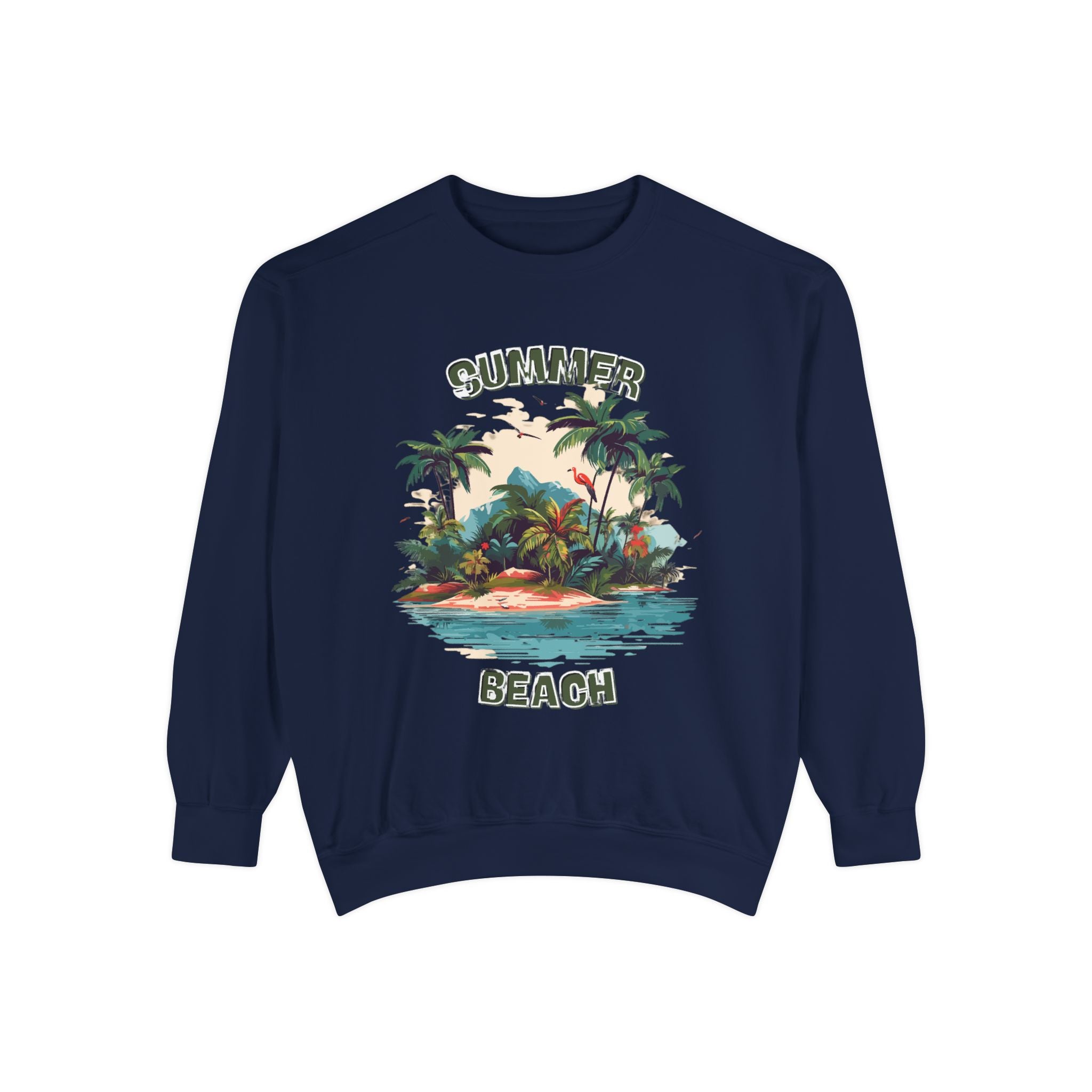 Beach Island Sweatshirt — "Summer Beach" Tropical Palm Crewneck