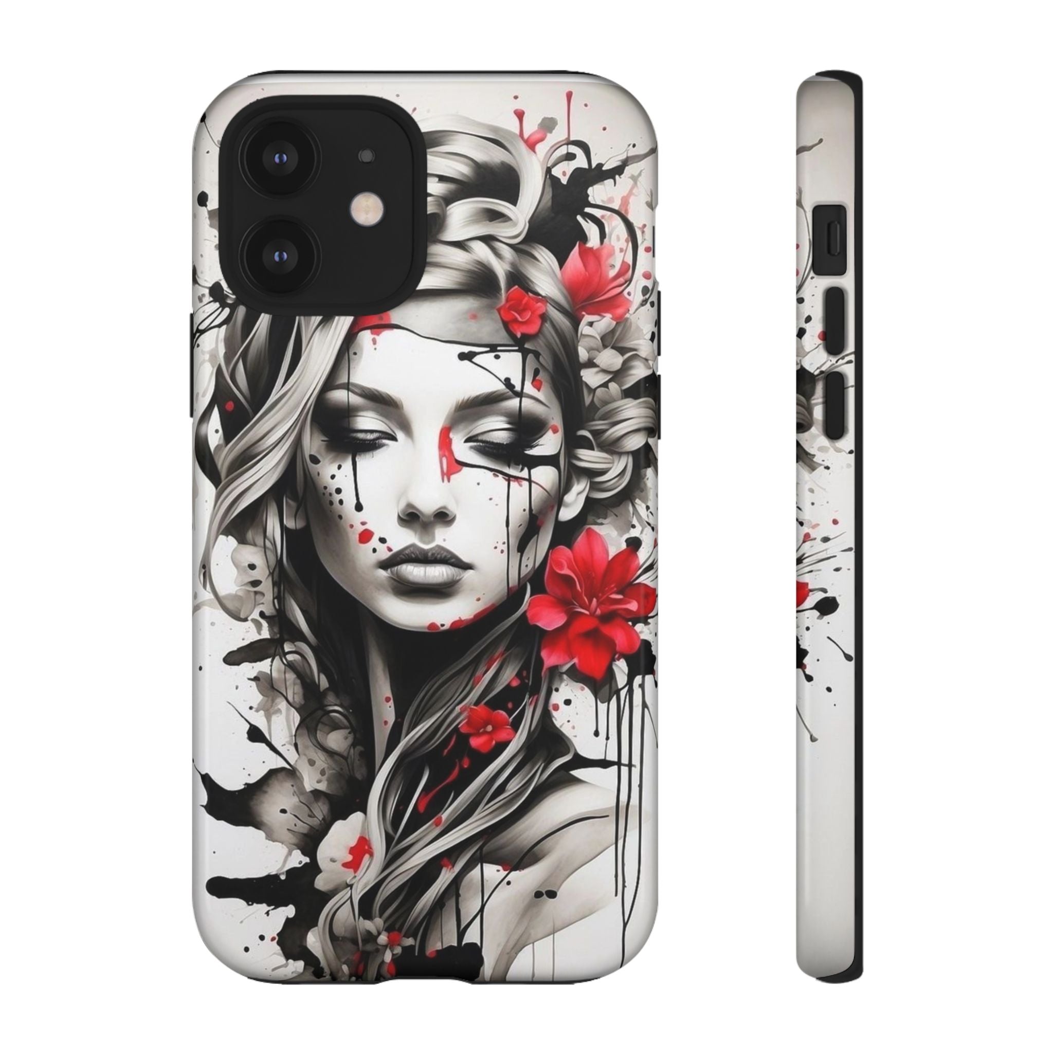 Phone Case Noir Floral Portrait Protective Tough Case
