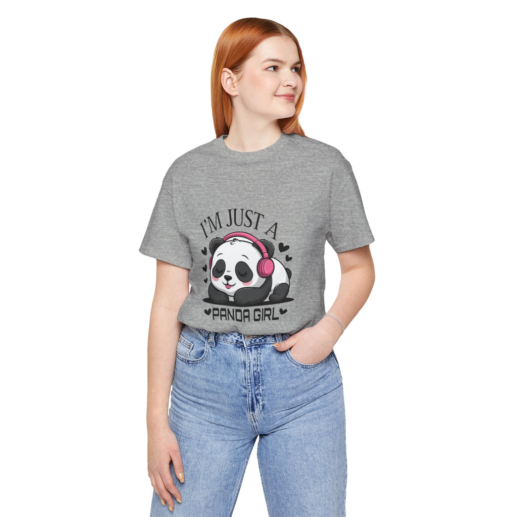 I’m Just a Panda Girl Tee Cute Panda Headphones Graphic T-Shirt