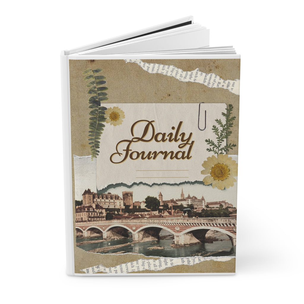 Daily Journal Hardcover — Vintage Travel Collage Notebook