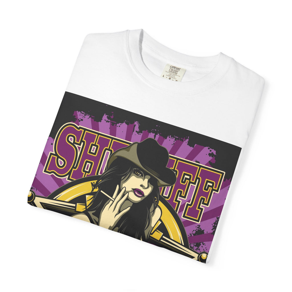 Sheriff Pin-Up T-Shirt — Retro Western Badge Graphic Tee