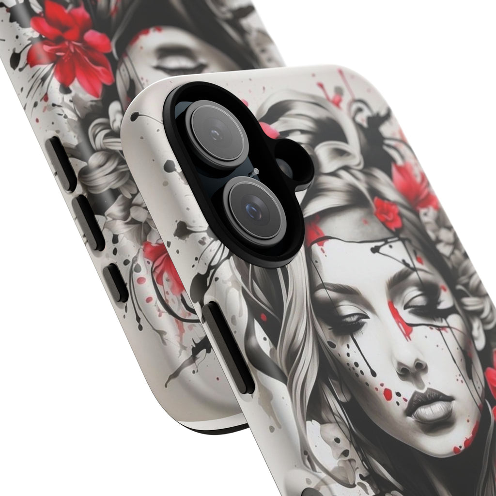 Phone Case Noir Floral Portrait Protective Tough Case