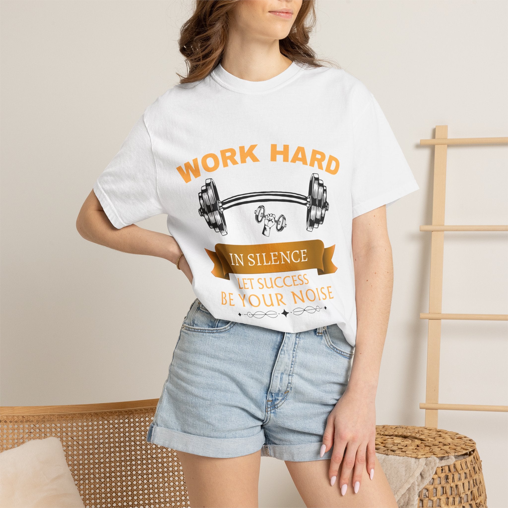 Work Hard In Silence T-Shirt — Motivational Ribbon Tee