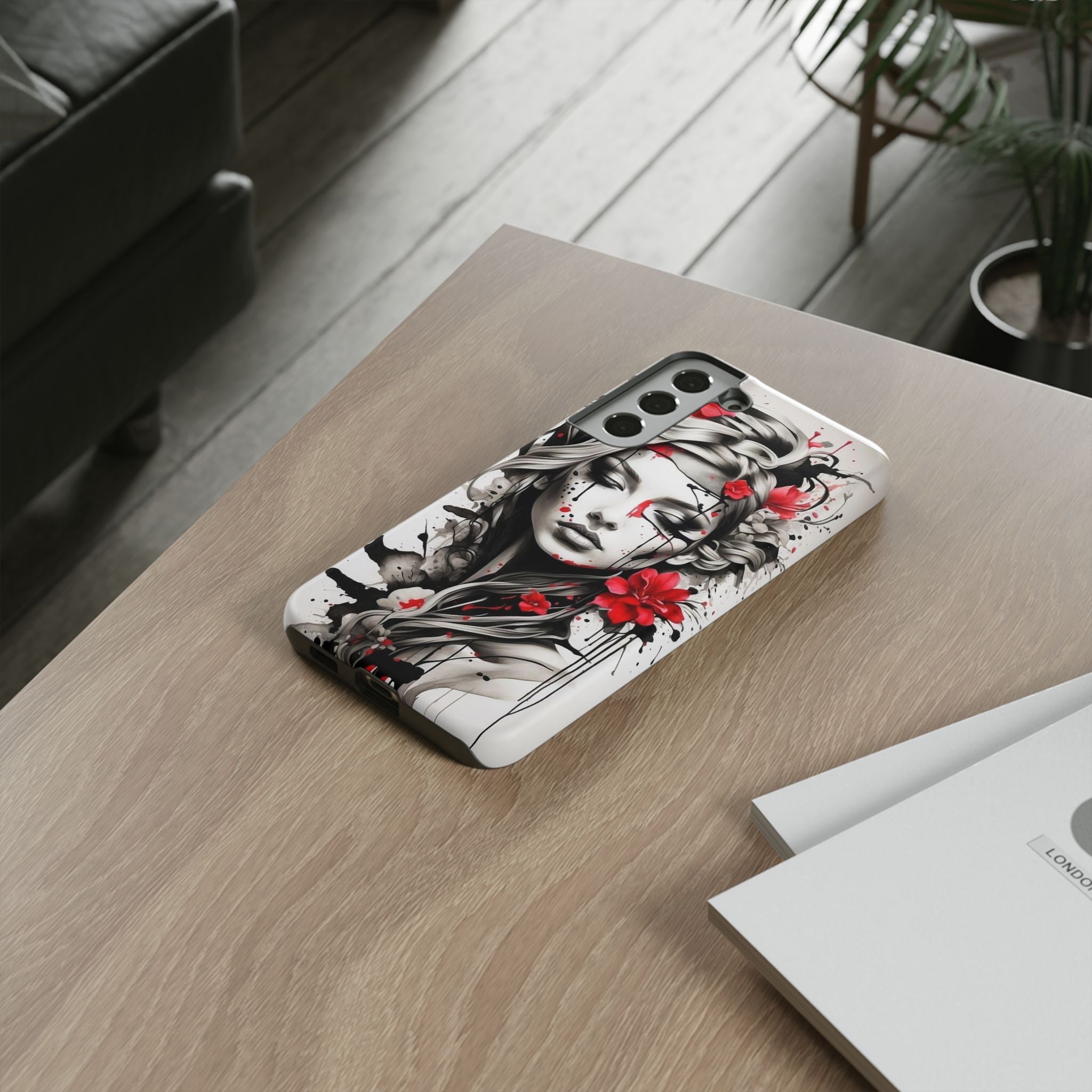 Phone Case Noir Floral Portrait Protective Tough Case