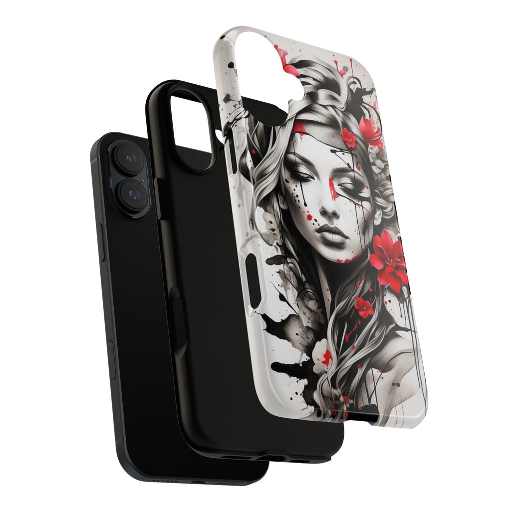 Phone Case Noir Floral Portrait Protective Tough Case