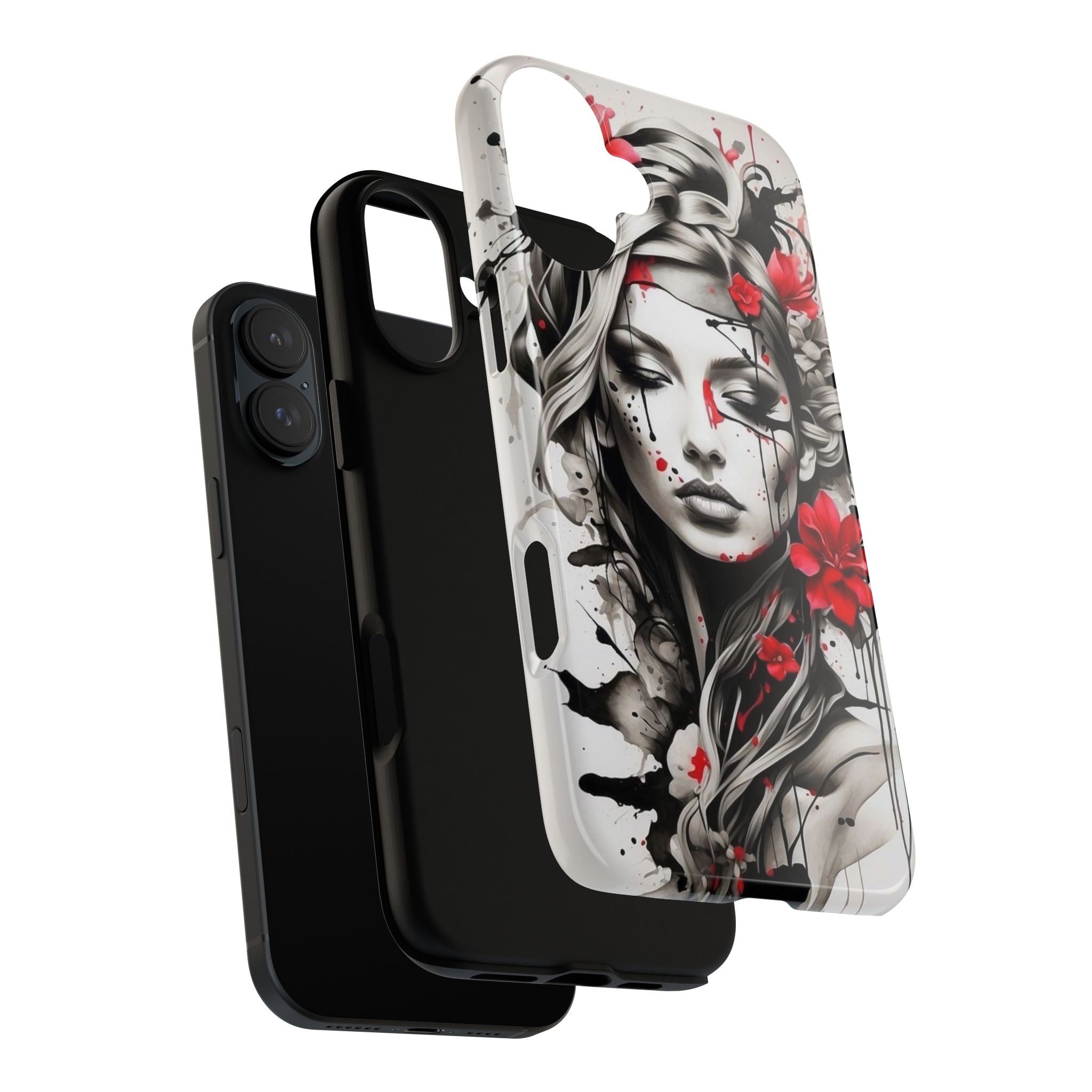 Phone Case Noir Floral Portrait Protective Tough Case