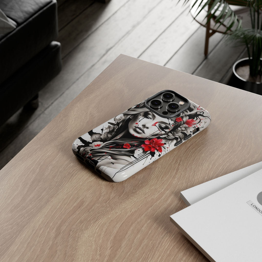 Phone Case Noir Floral Portrait Protective Tough Case