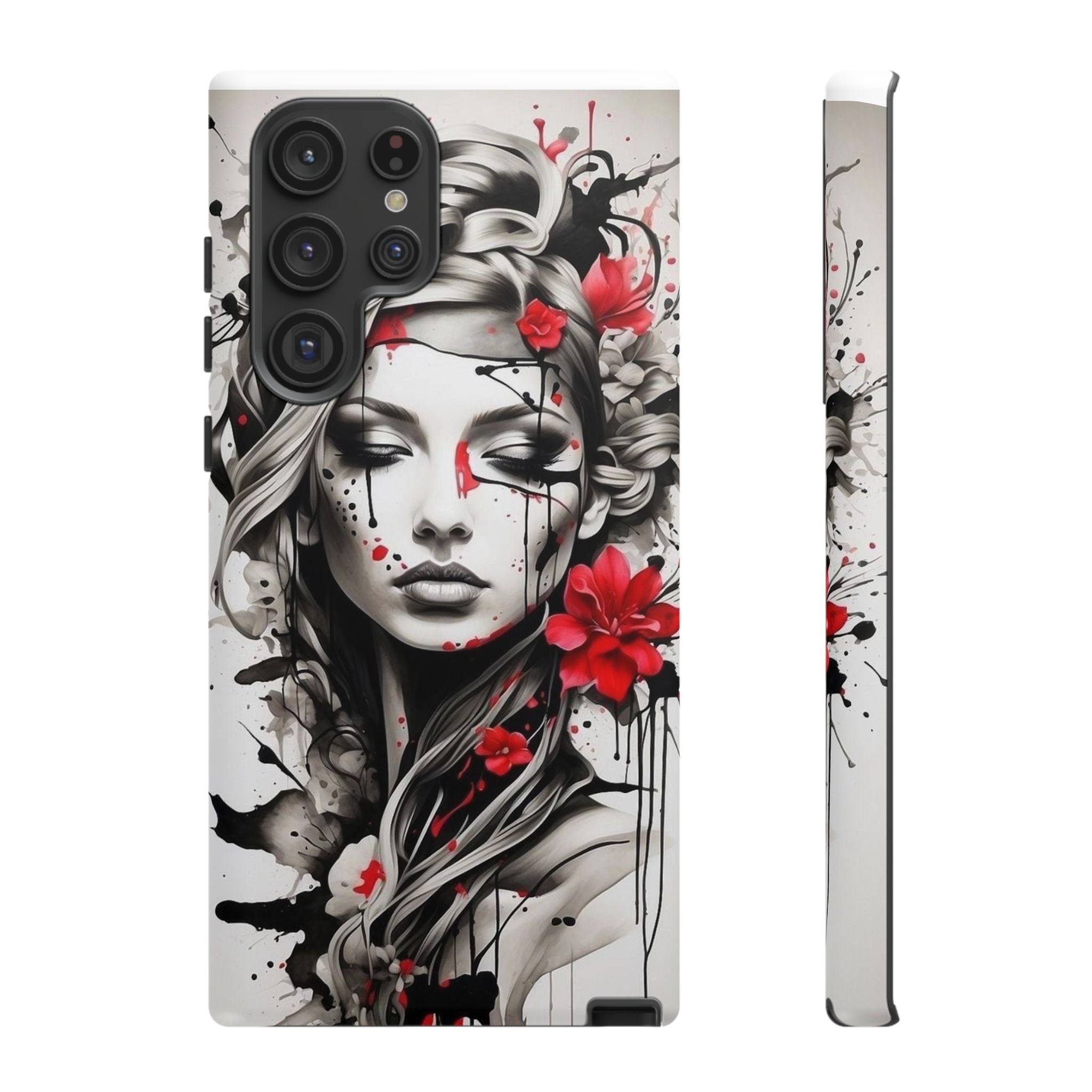 Phone Case Noir Floral Portrait Protective Tough Case