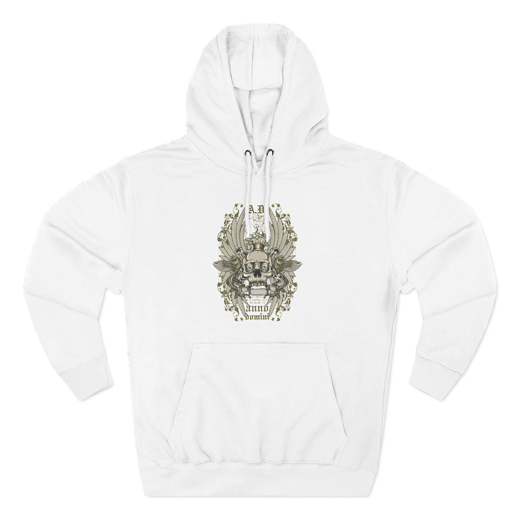 Skull Crest Hoodie — Gothic Winged Skull Graphic Fleece Pullover