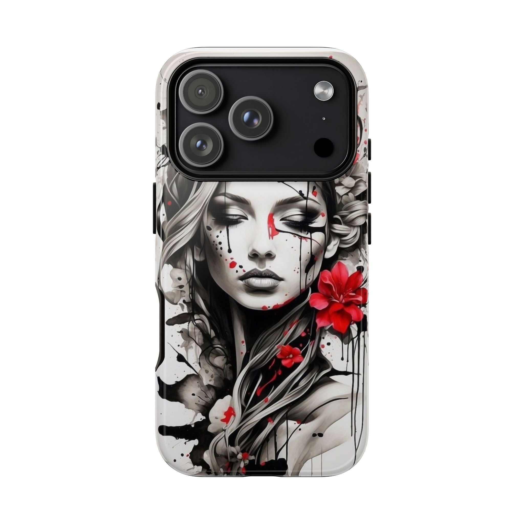 Phone Case Noir Floral Portrait Protective Tough Case