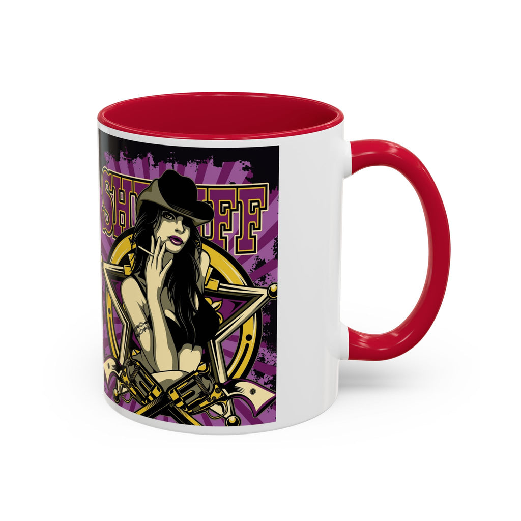 Sheriff Pin-Up Art Coffee Mug (11oz/15oz) — Retro Western Femme Fatale Ceramic Mug