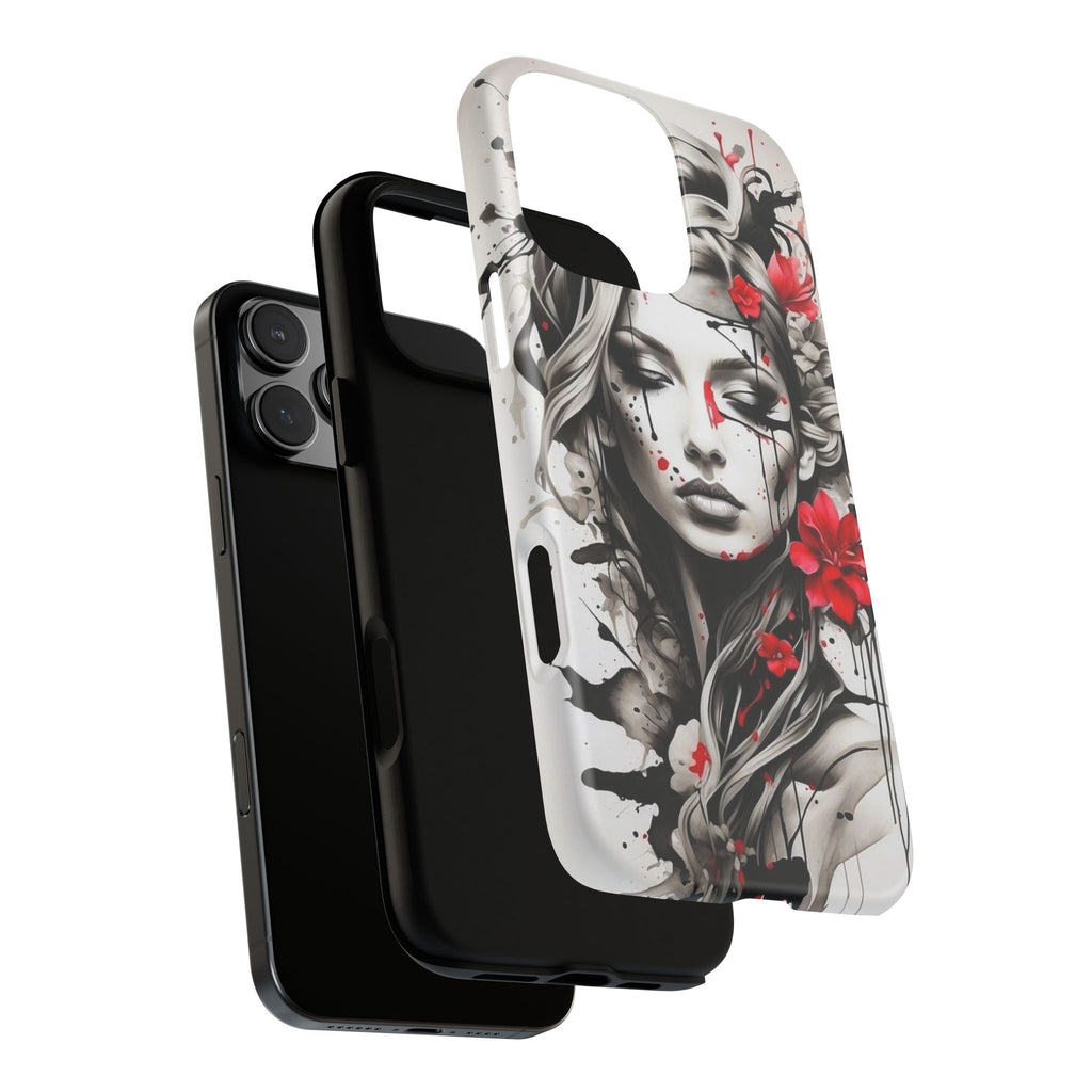 Phone Case Noir Floral Portrait Protective Tough Case