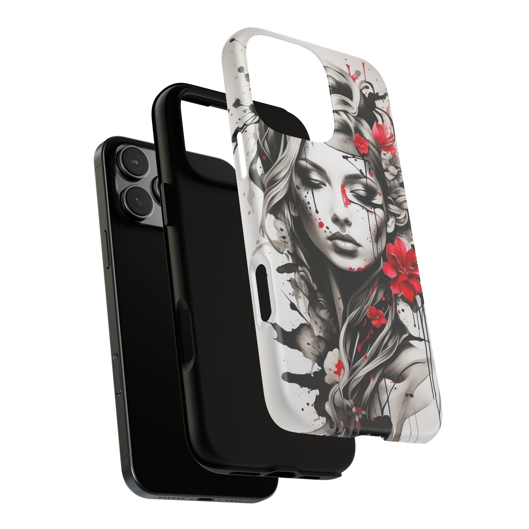 Phone Case Noir Floral Portrait Protective Tough Case