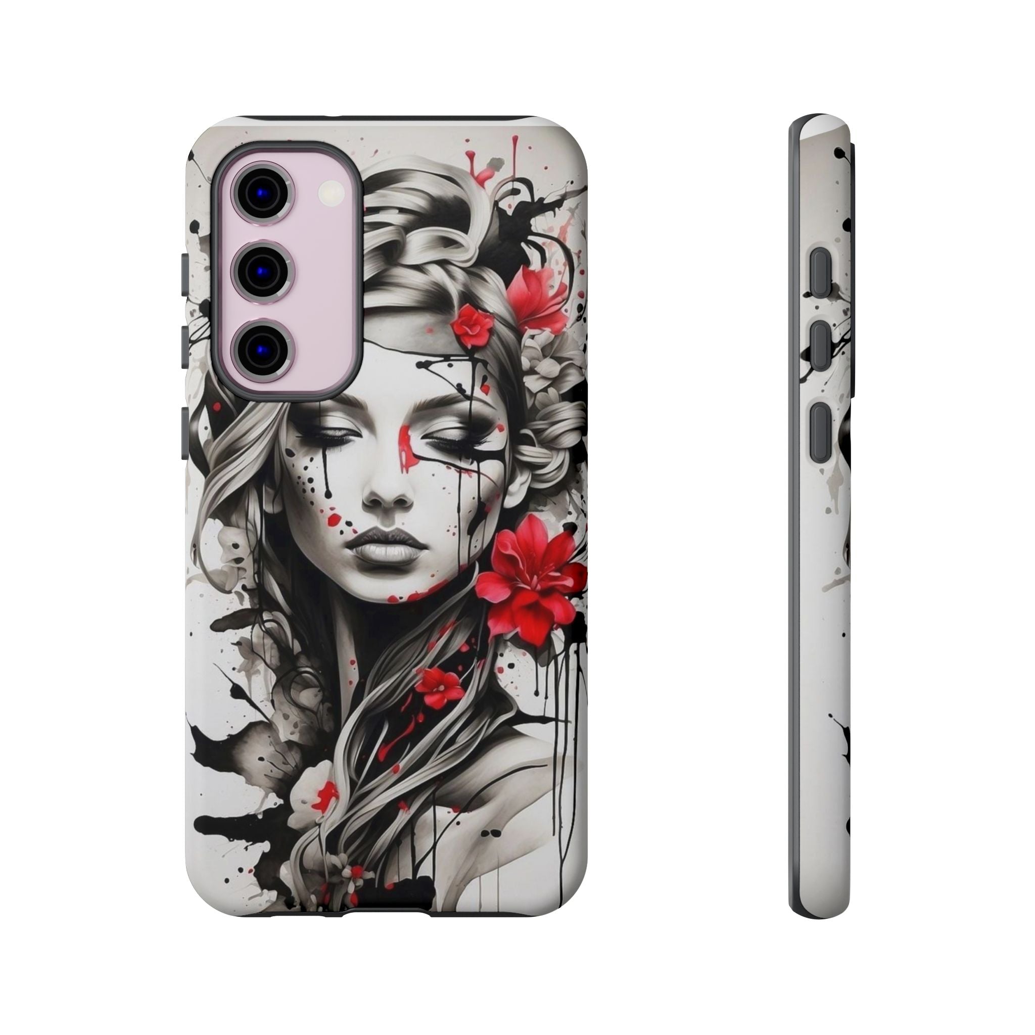 Phone Case Noir Floral Portrait Protective Tough Case
