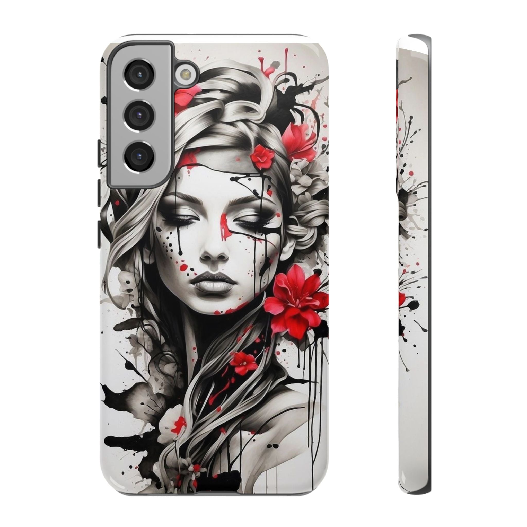 Phone Case Noir Floral Portrait Protective Tough Case