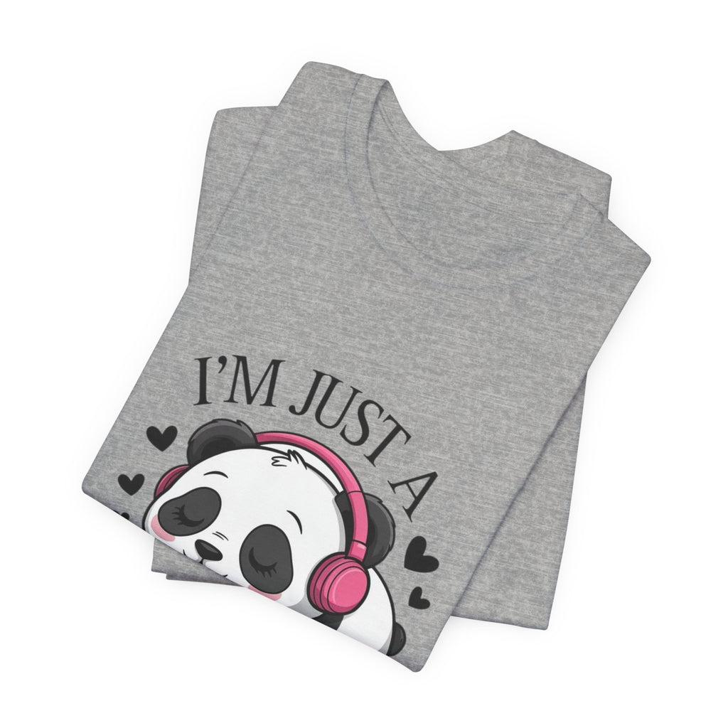 I’m Just a Panda Girl Tee Cute Panda Headphones Graphic T-Shirt