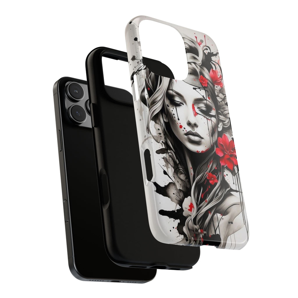 Phone Case Noir Floral Portrait Protective Tough Case
