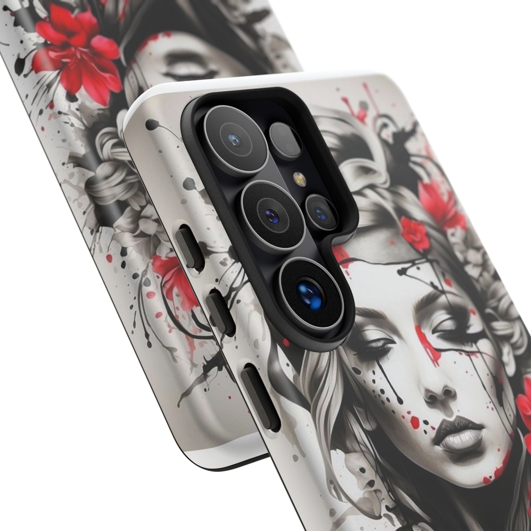 Phone Case Noir Floral Portrait Protective Tough Case