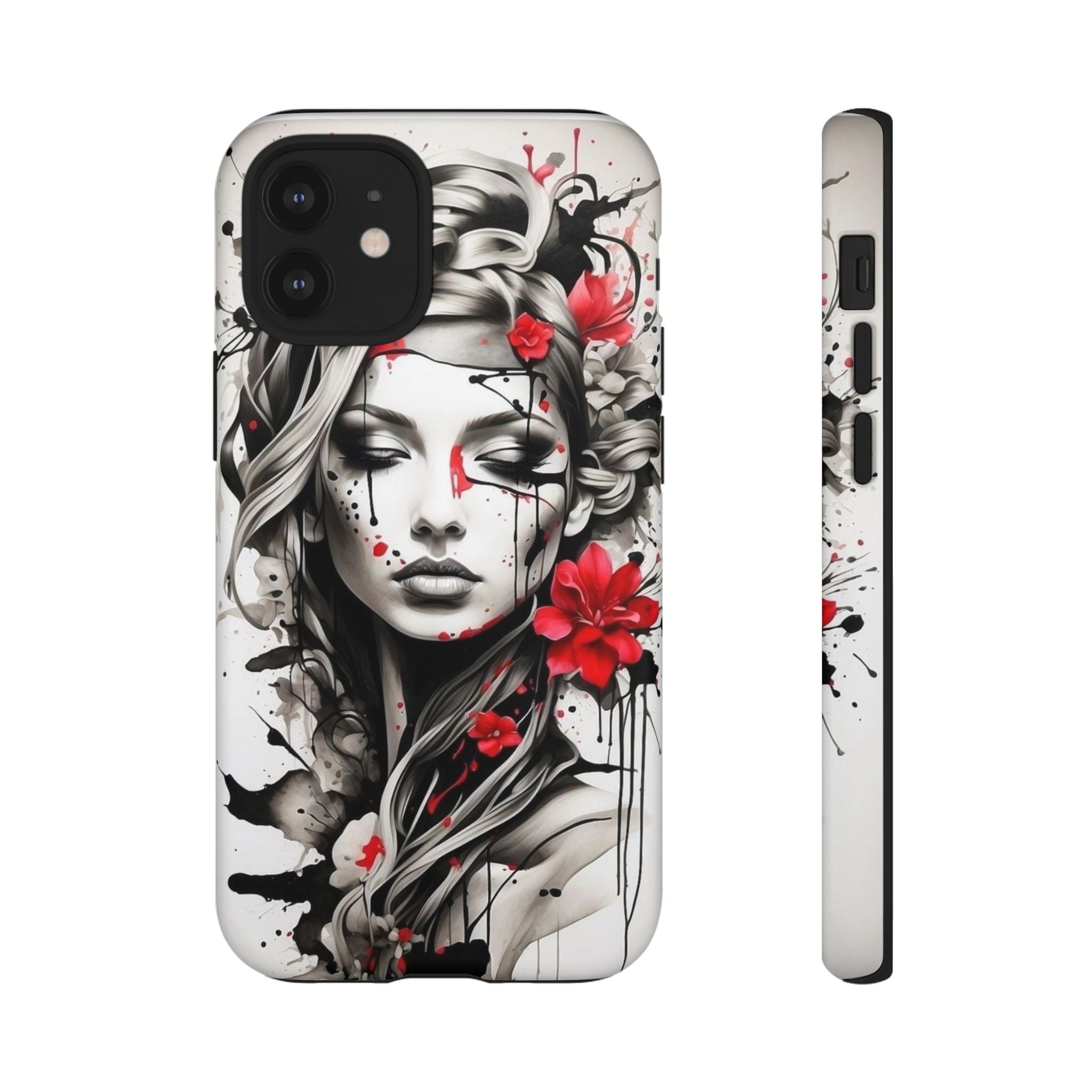 Phone Case Noir Floral Portrait Protective Tough Case