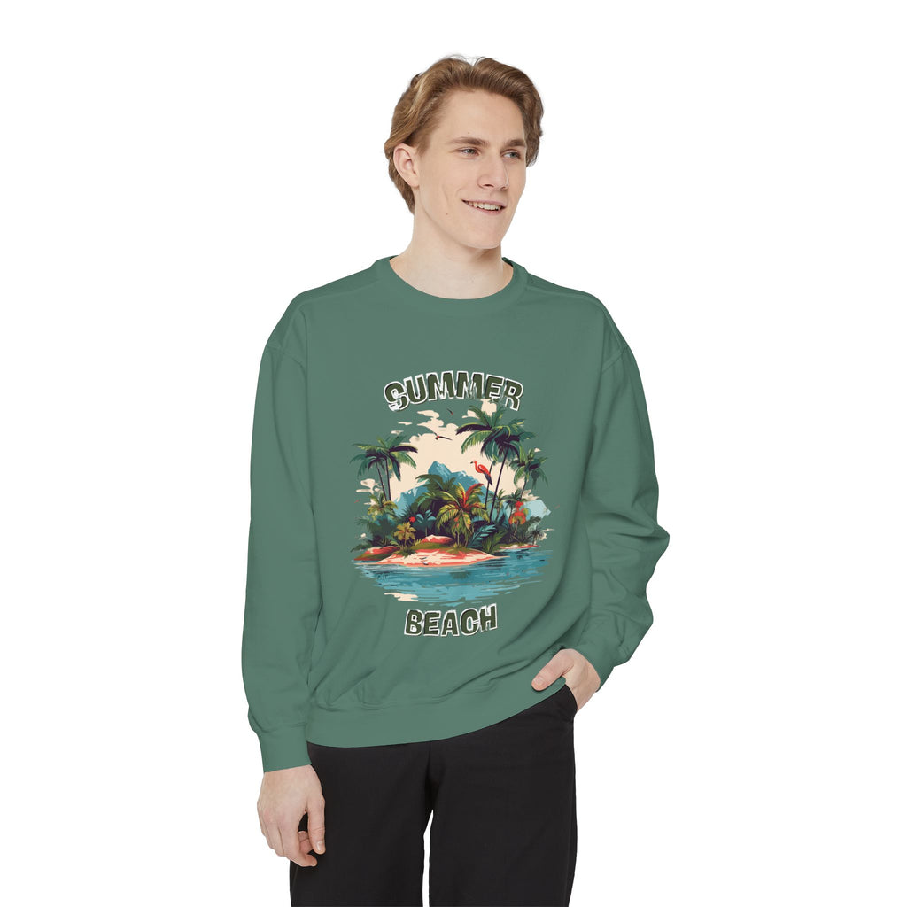 Beach Island Sweatshirt — "Summer Beach" Tropical Palm Crewneck