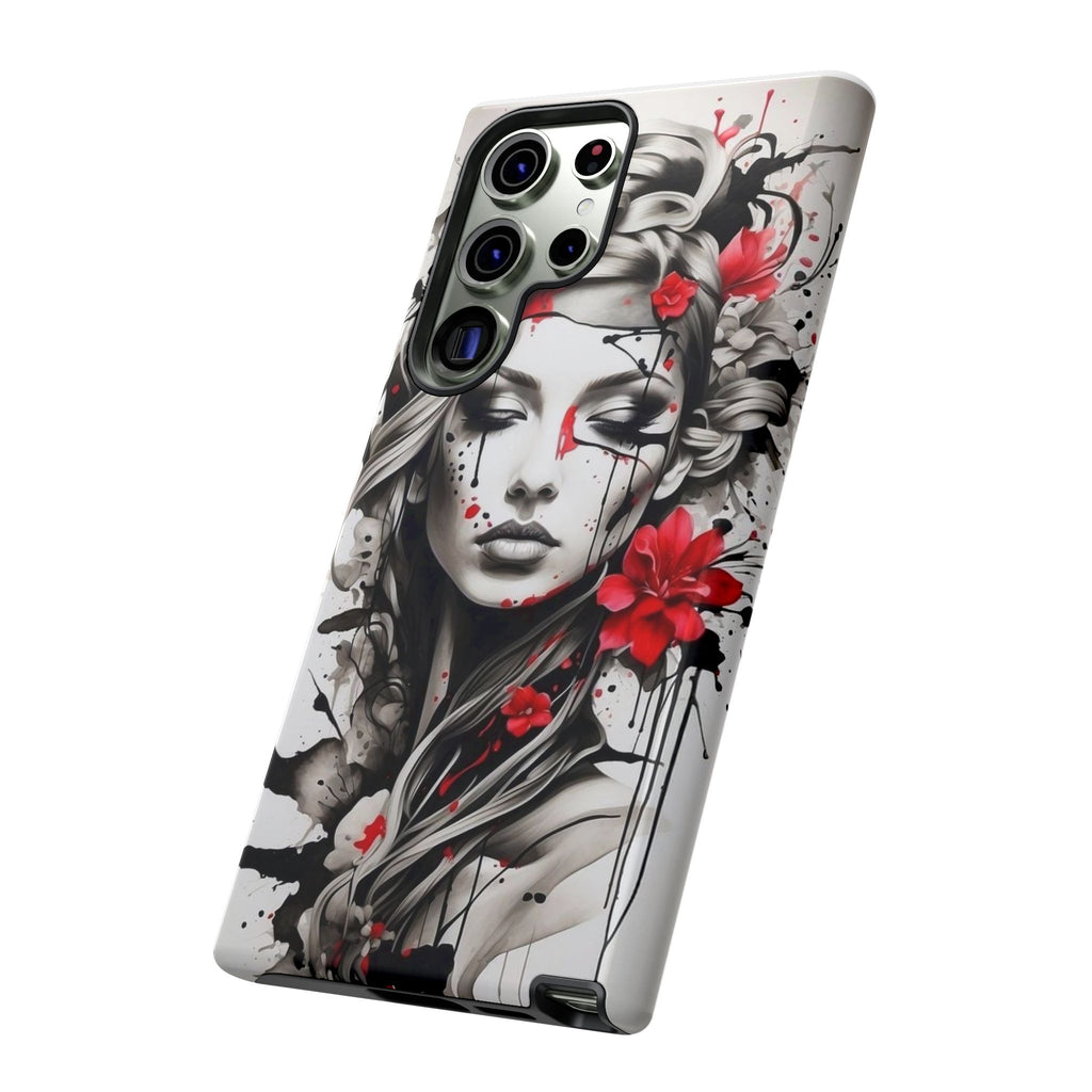 Phone Case Noir Floral Portrait Protective Tough Case